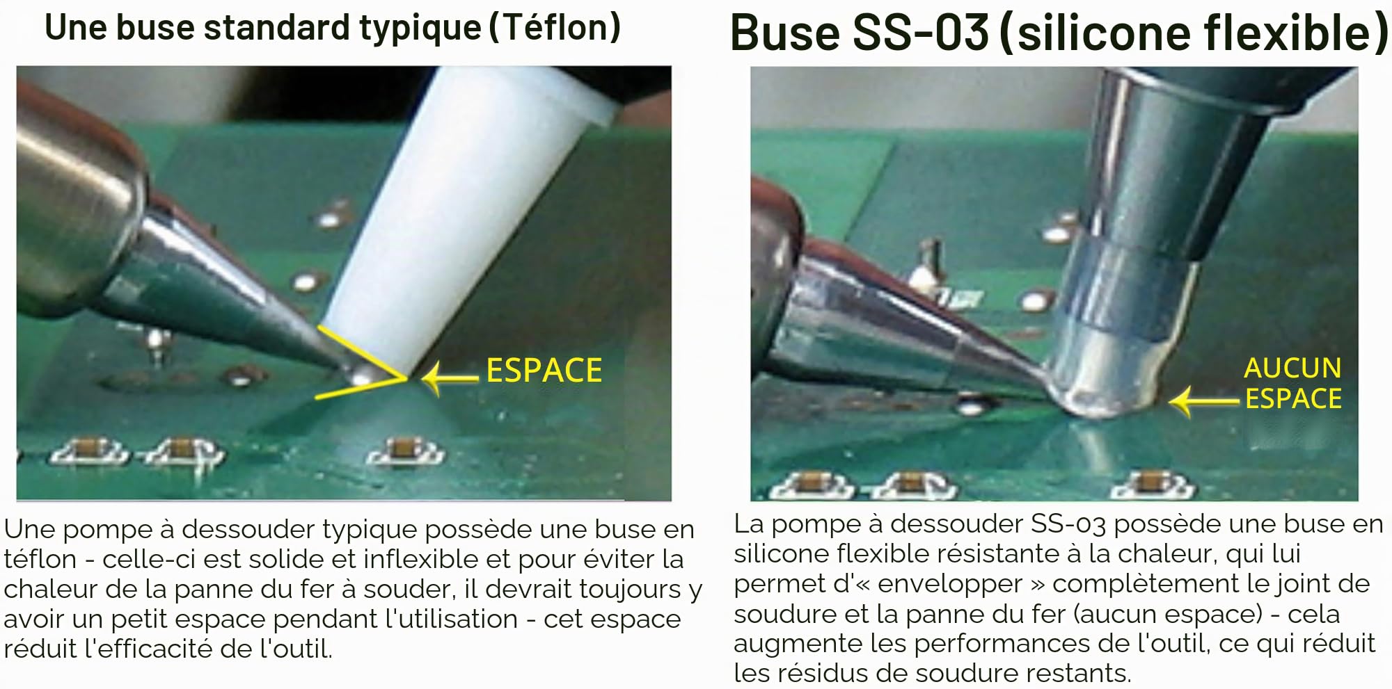 ENGINEER SS-03 Pompe à dessouder avec buse flexible en silicone
