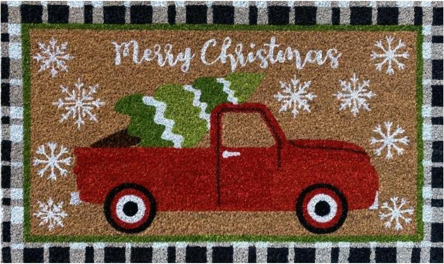 Briarwood Lane Christmas Tree Truck Coir Doormat 30 x 18 Indoor Outdoor