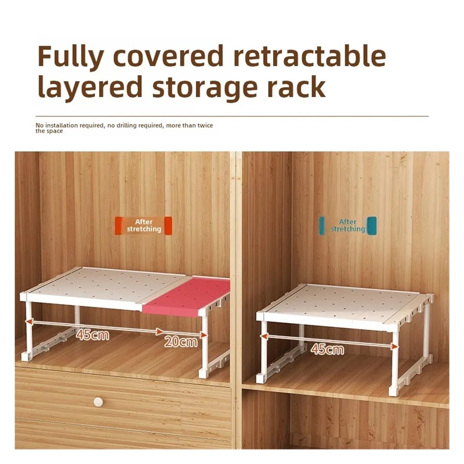 Separador de estantes Extensible Organizador De Pared Divisoria Expandible Multicapa For Armario, Estante Almacenamiento, Divisores Gabinete Plástico(White10)