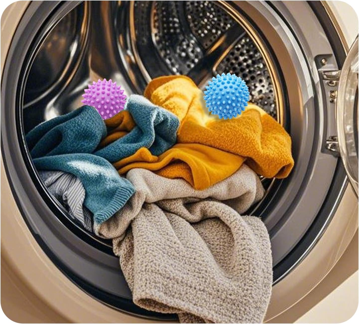6PCS 2.3 Inch Laundry Dryer Balls, Reusable Drying Balls for Clothes and Fabric Softening (Mixed Colors)