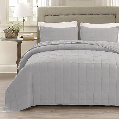 Miniatura 8 de EMME - Juego de edredón tamaño Queen de 3 piezas de microfibra prelavada para todas las estaciones, ligera y reversible, resistente a las arrugas y