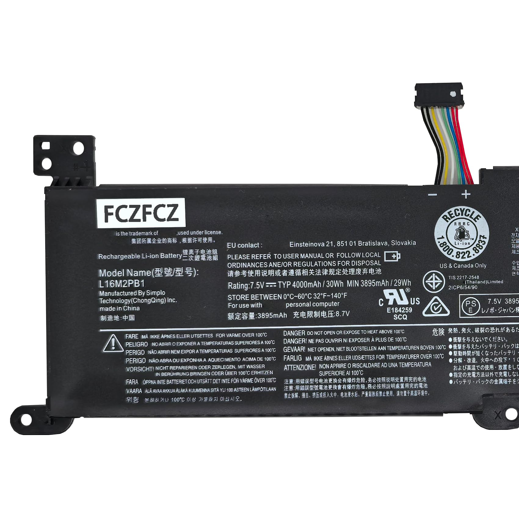Amazon.com: FCZFCZ L16M2PB1 Battery 30Wh Replacement for Lenovo
