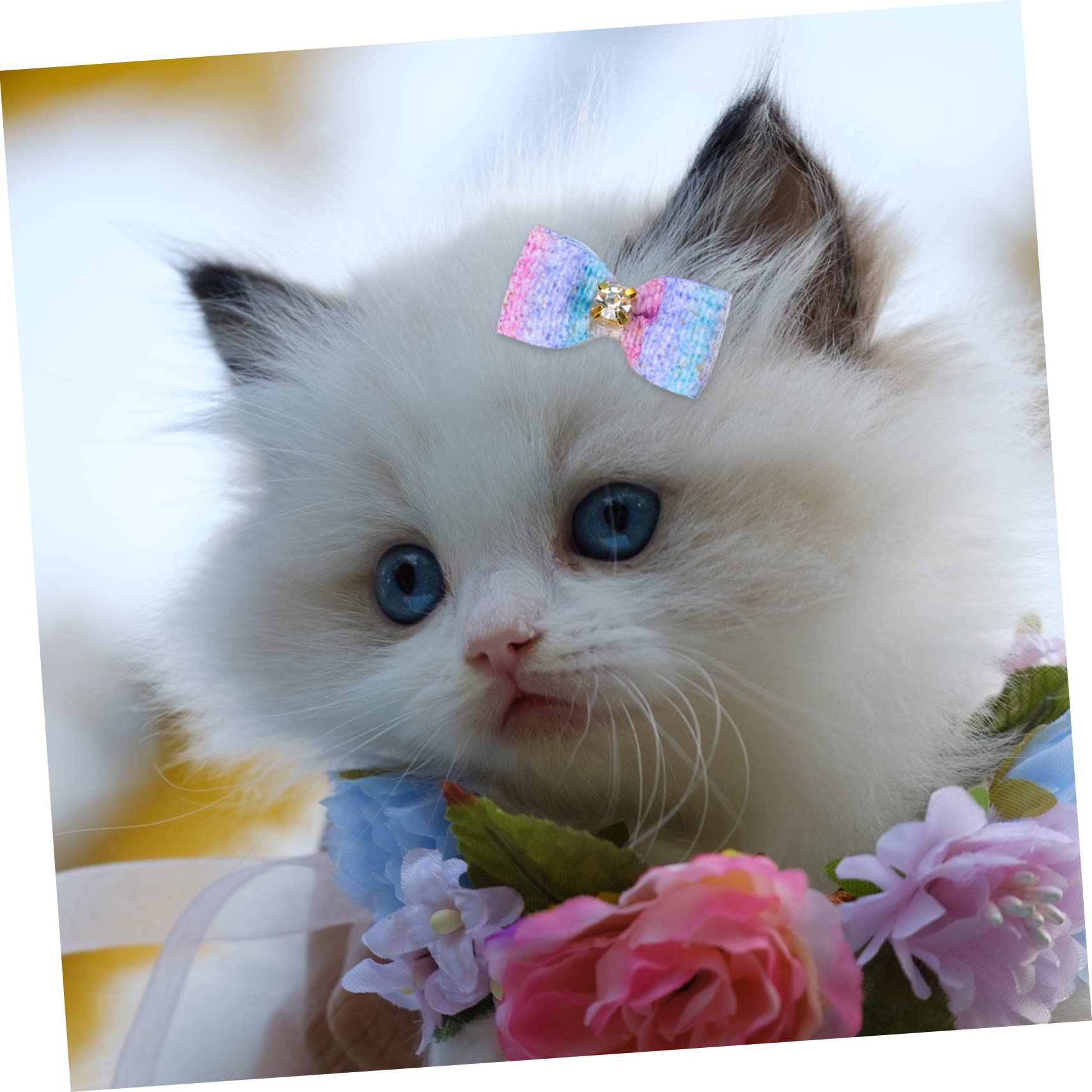 Toddmomy 100 Piezas Flor de Cabeza de Mascota Banda de Pelo de Anillo de Pelo con Lazo para Mascotas Perros Accesorios decoración para Mascotas Lazo de Goma para Arcos de