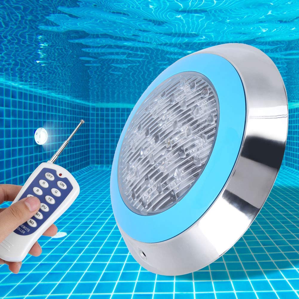 AUNMAS wasserdichte Schwimmbadleuchte 12LED 12W AC12V Schwimmbadwandleuchte mit Fernbedienung IP68 Unterwasserleuchten
