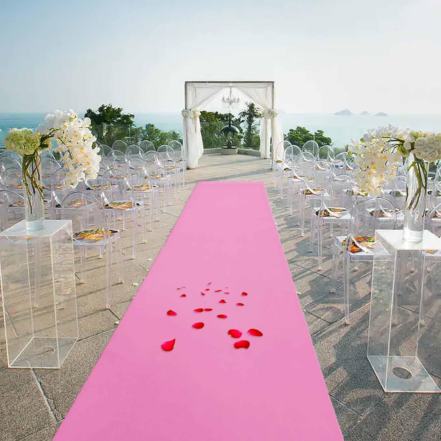 Pink Carpet Party Decorations Outside Carpet Runner Rug 140GSM Thickness Aisle Runners for Wedding Ceremony