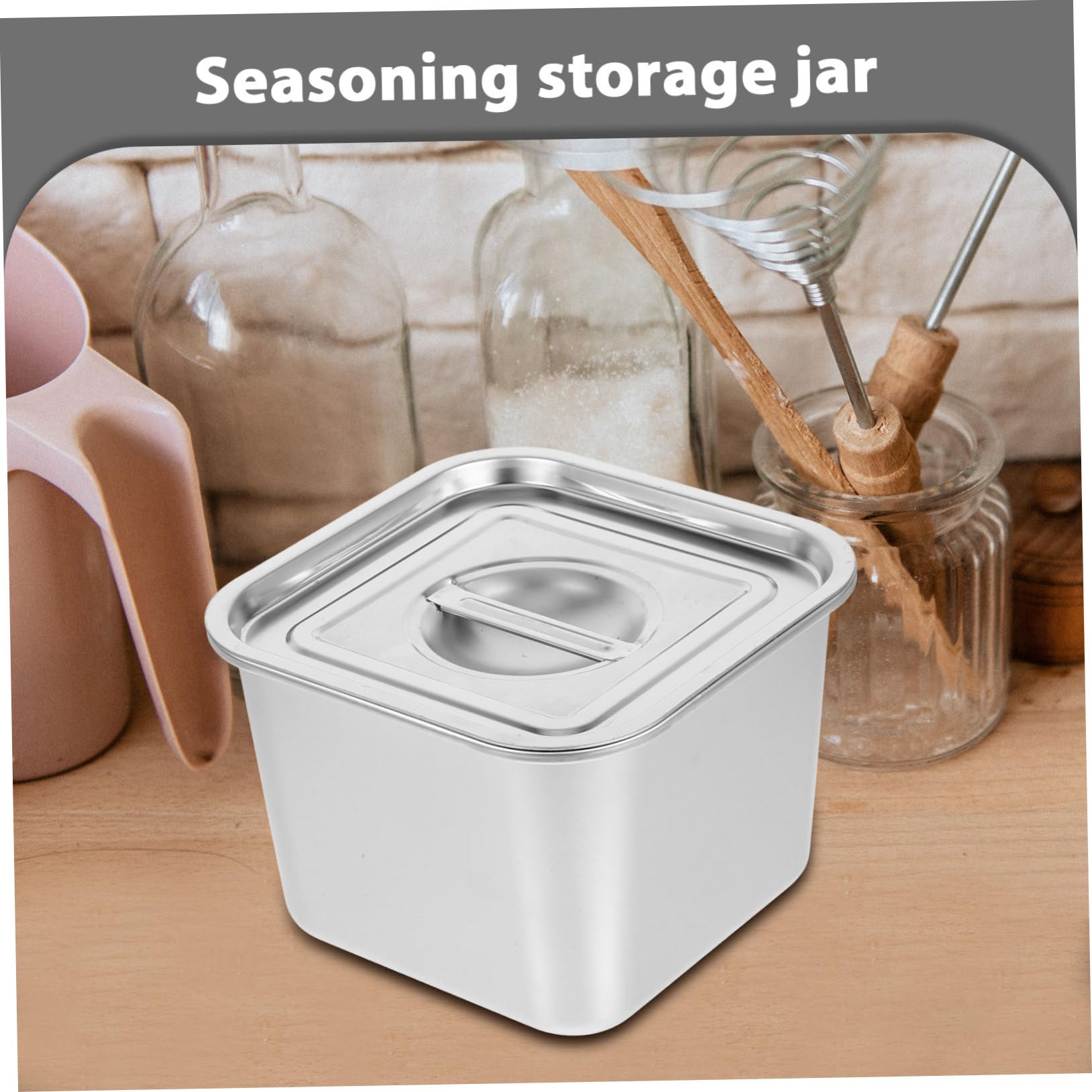 Confezione da 2 contenitori ermetici per spezie con coperchio, versatili barattoli quadrati per condimenti da cucina, ideali per erbe e ingredienti, resistenti per conservare spezie per freschezza