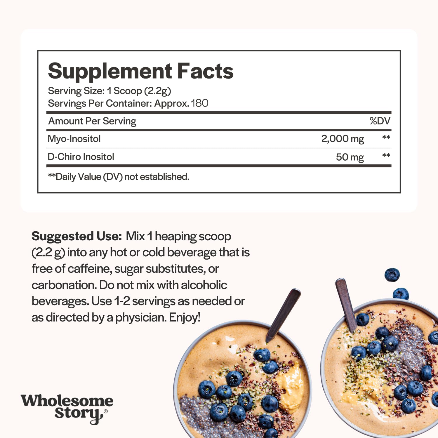 Myo-Inositol & D-Chiro Inositol Supplement Powder for Women | Hormonal Balance & Healthy Ovarian Function Support | Vitamin B8 | Great Alternative to Capsules | 40:1 Ratio | 180 Servings