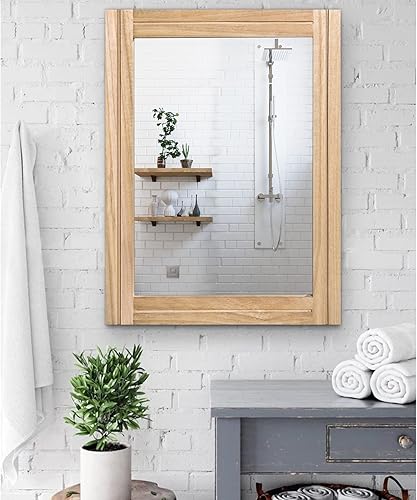Miniatura 4 de AAZZKANG Espejos rústicos para pared, espejo rectangular con marco de madera de 26 x 18 pulgadas, espejo decorativo para dormitorio y baño