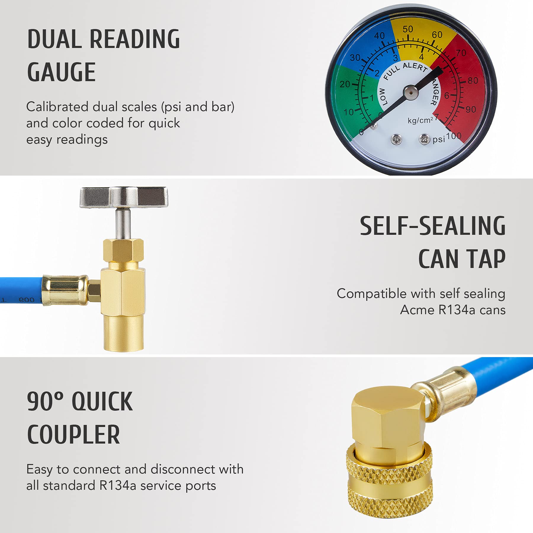 Orion Motor Tech Car AC Charge Kit for R134a Systems R134a AC