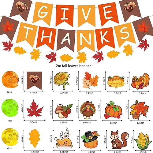 Miniatura 5 de Decoraciones de Acción de Gracias, guirnalda de hojas de otoño con calabaza, hojas de otoño, pavo, espirales colgantes para decoración de otoño en