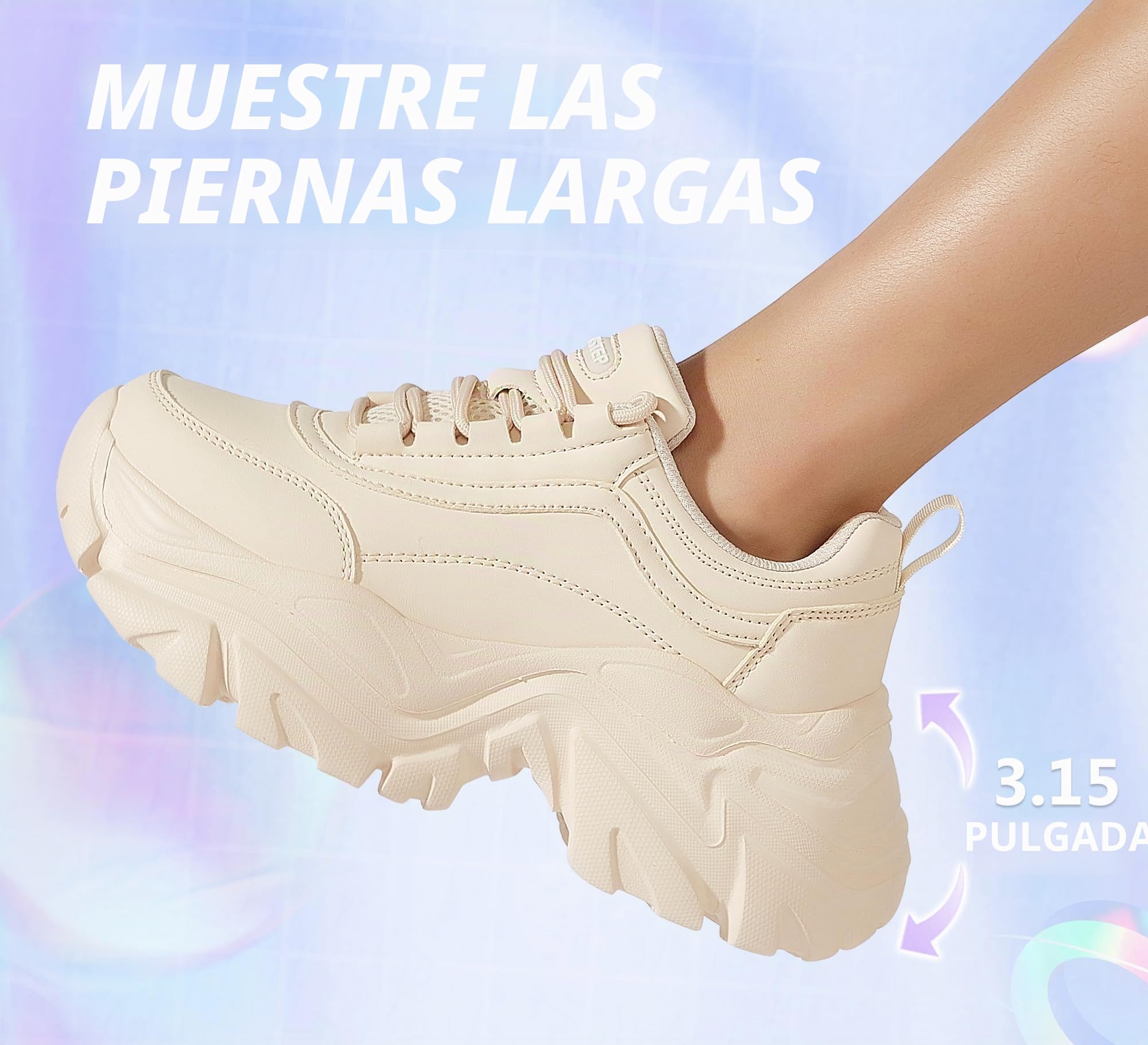 LUCKY STEP Zapatillas Gruesas para Mujer, Zapatos Casuales con Plataforma de Moda, cómodas Zapatillas de tacón de cuña