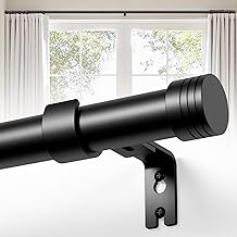 HOOPLE Curtain Rods for Windows 16 to 144 Inches (2.6-12 Feet), 1 Inch Diameter Adjustable Drapery Rod 32-160 Inch, Heavy Duty Extra Long Splicing Curtain Rod with Modern Aluminum Finials