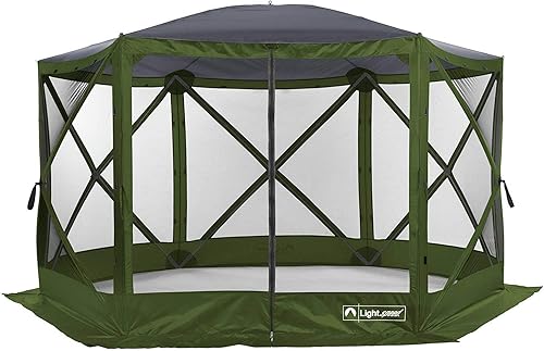 Lightspeed Outdoors Refugio de pantalla desplegable de 6 lados, cenador de camping, verde