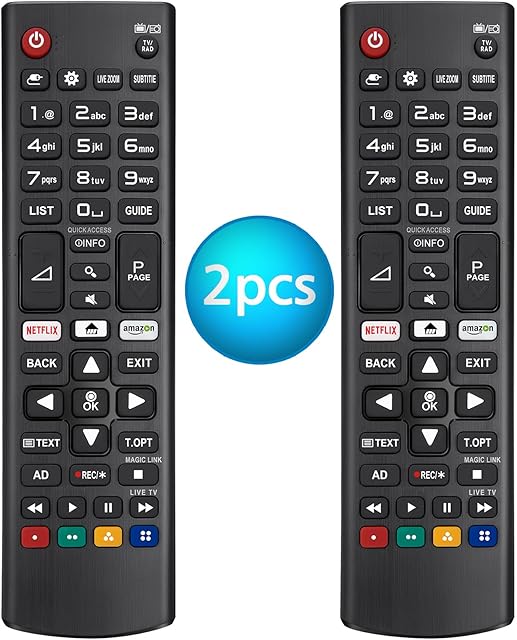Pack of 2Universal Remote for LG TV, AKB75095308 Replacement Remote Control for LG LCD LED 3D HDTV 4K Smart TVs, with 2 hot-keys Netflix Prime-Video