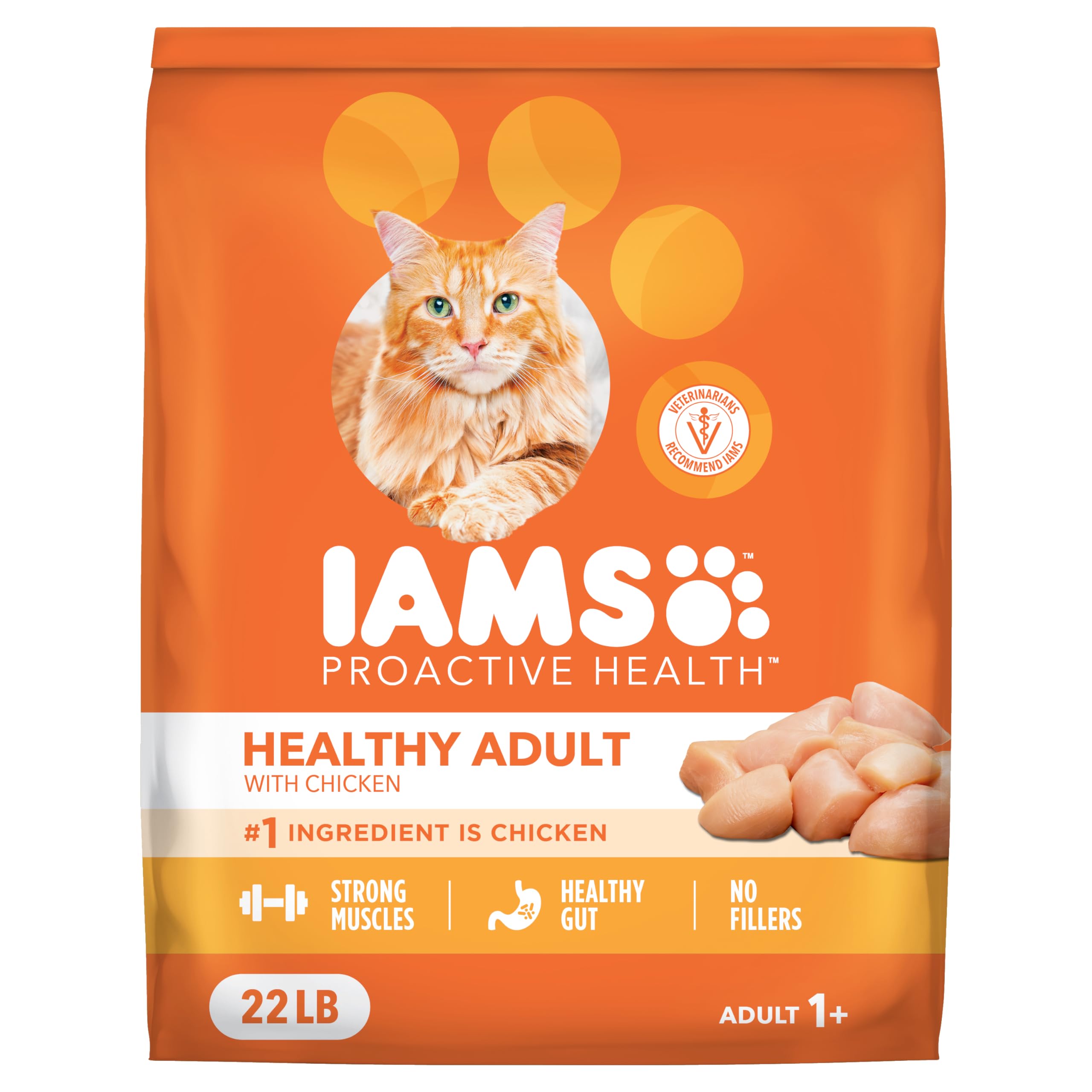 IAMS Proactive Health Adult Healthy Dry Cat Food with Chicken, 22 lb. Bag