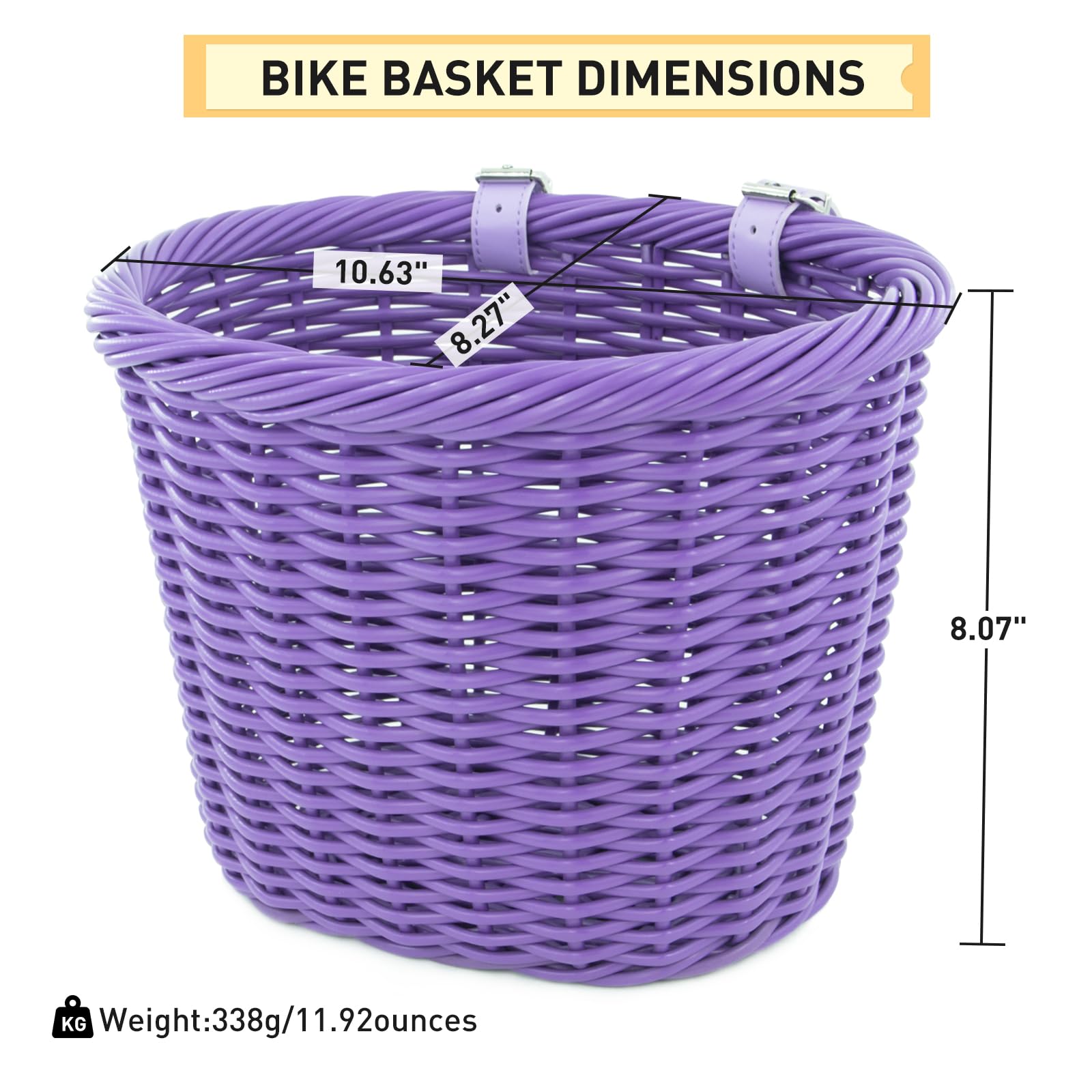 ZUKKA Panier de vélo tissé pour vélos adultes/enfants avec sangles en cuir réglables - Panier de rangement étanche - Multicolore