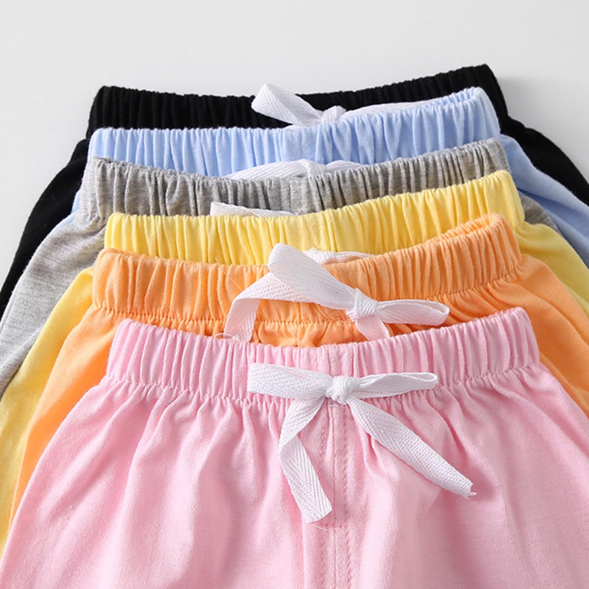 Lot of 4 Shorts d'été en Coton pour Bébé Garçon Fille Shorty Pantalon Court Uni Casual Mignon Short Taille Élastique avec Cordon de Serrage pour Tout-Petits Enfants 6 Mois-4 Ans Vêtements d'été