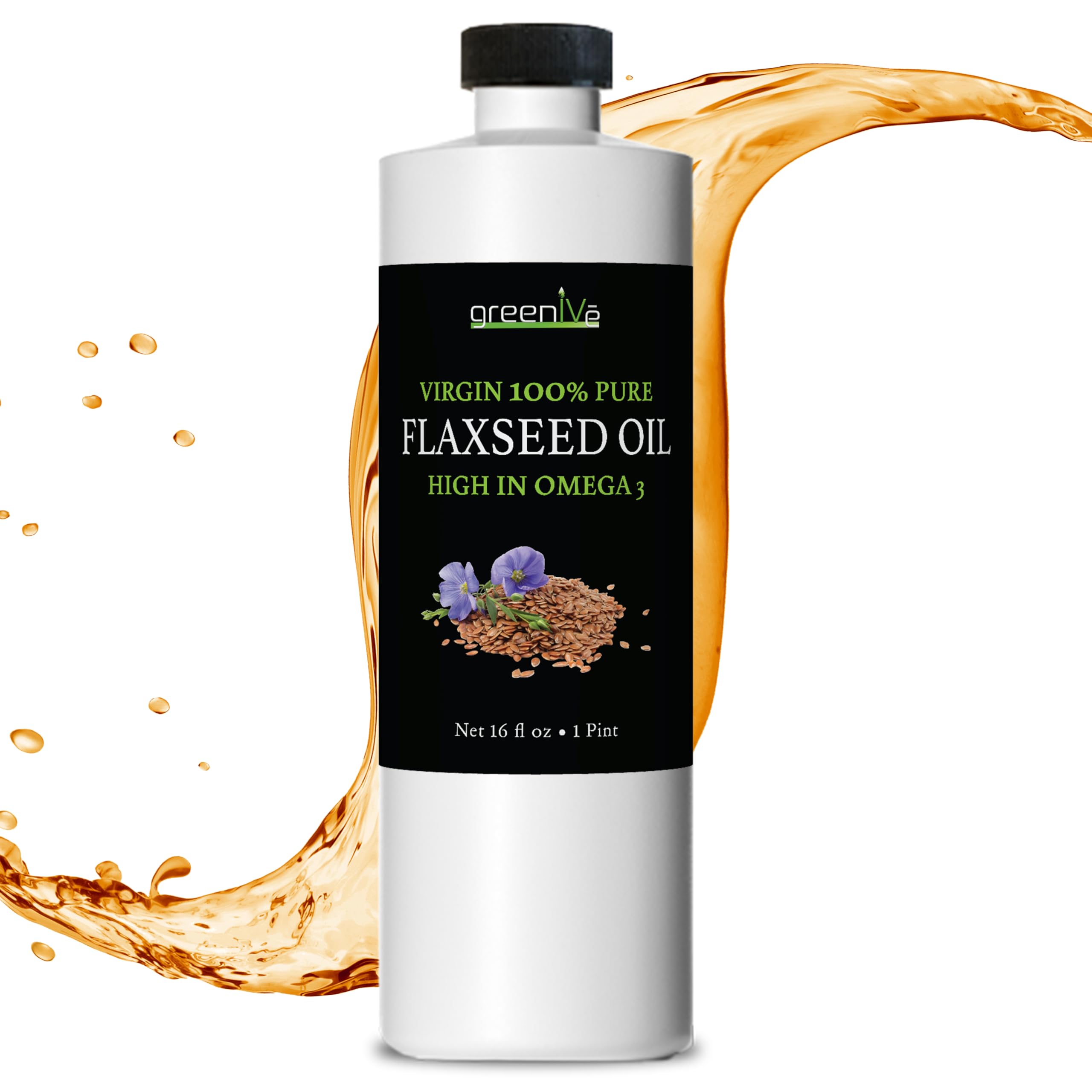 GreenIVe Flax Seed Oil 100% Pure Cold Pressed High Omegas Exclusively on Amazon (16 Fl Oz)