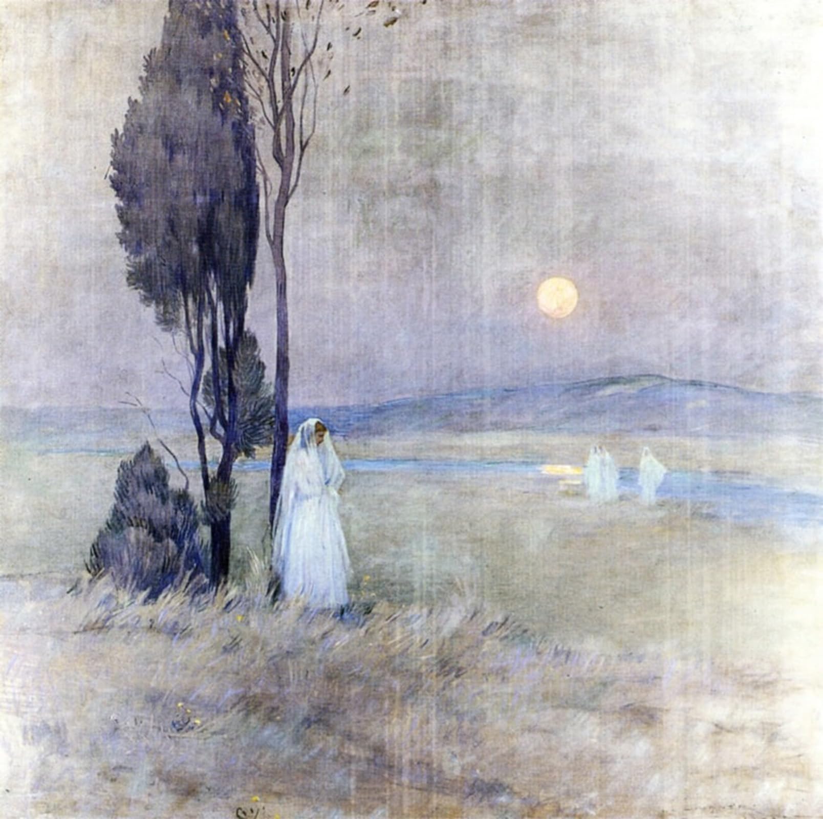 ARTXLXXBN Famous Painting Canvas Artwork Graffiti Print the Communicant by Henri Le Sidaner Portrait Canvas Image for Home Decor 60x90cm