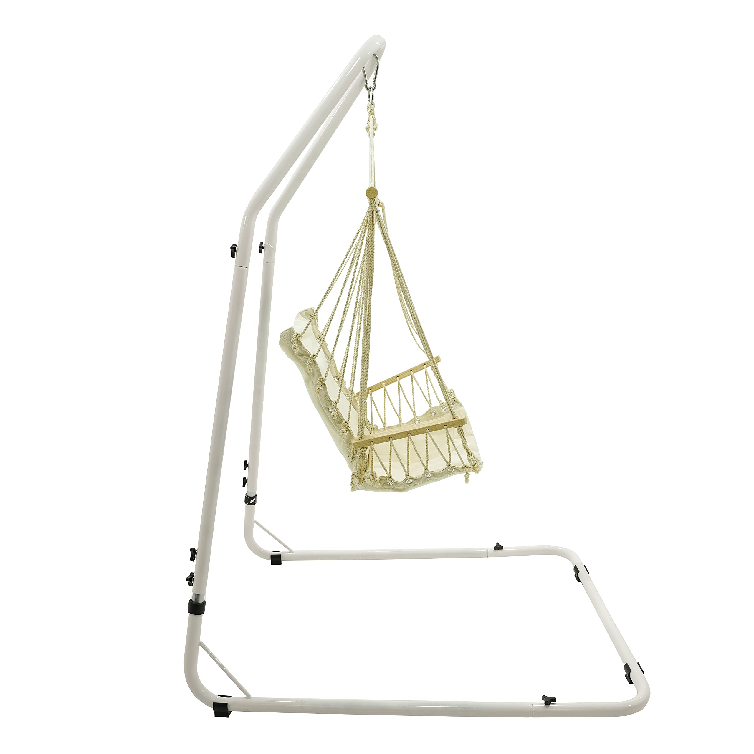 Hamaca colgante de algodón blanco de jardín con soporte de acero Comfort & Durabilidad superior perfecta para interior/exterior, casa, dormitorio, jardín