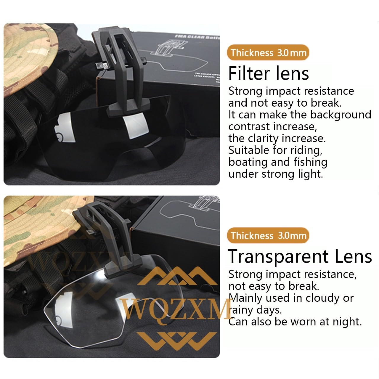 Casque Tactique Flip Goggles Lens Shroud Mount Arm Visor for Fast Mich Helmet