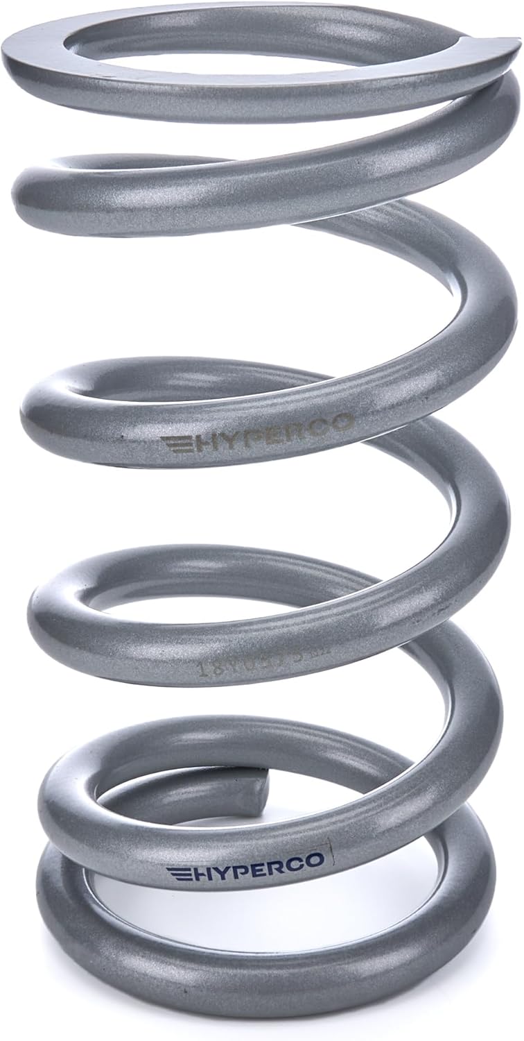 Hyperco Coil Spring, Conventional, 5 in OD, 9.5 in Length, 575 lb/in Spring Rate, Front, Steel, Silver Powder Coat, Each