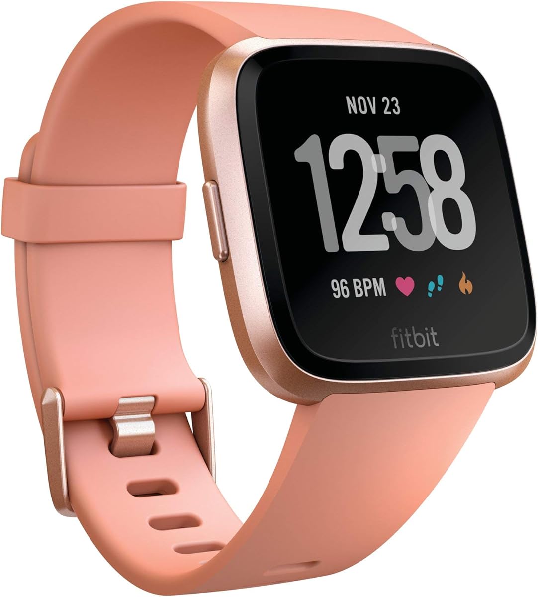 Fitbit Versa Smart Watch, Peach/Rose Gold Aluminium, One Size (S & L Bands Included) - (Renewed) : Electronics