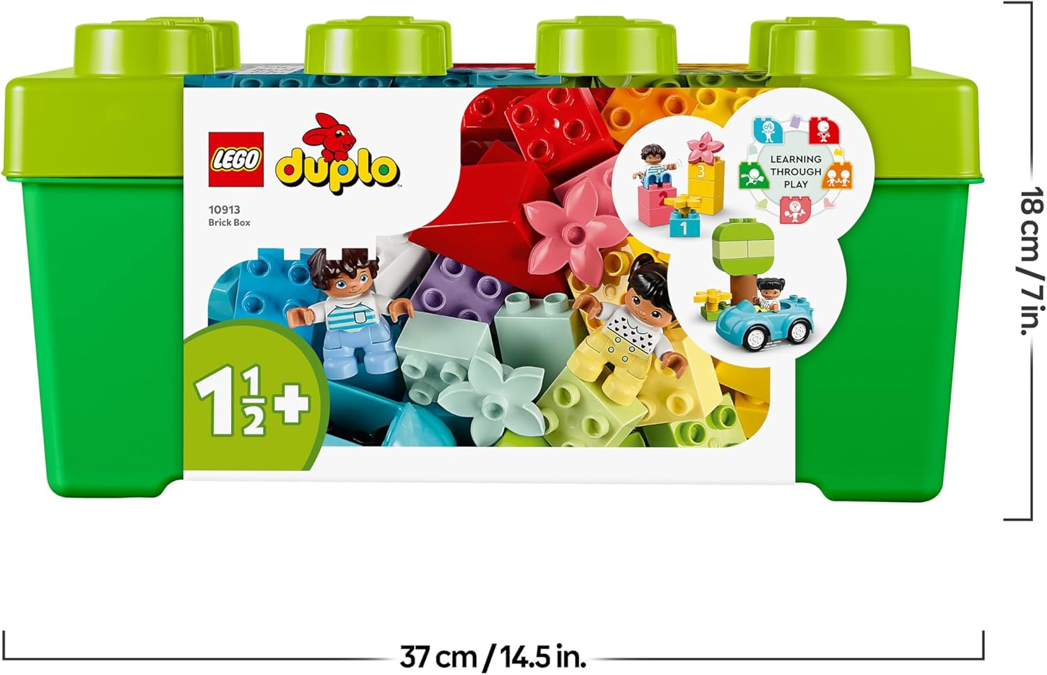 Lego Duplo Brick Box, Educational Game for Babies 18 Months, Building Kit with Car, Toy Figures and Flowers, Gift for Boys and Girls 1.5 Years Old and Up 10913