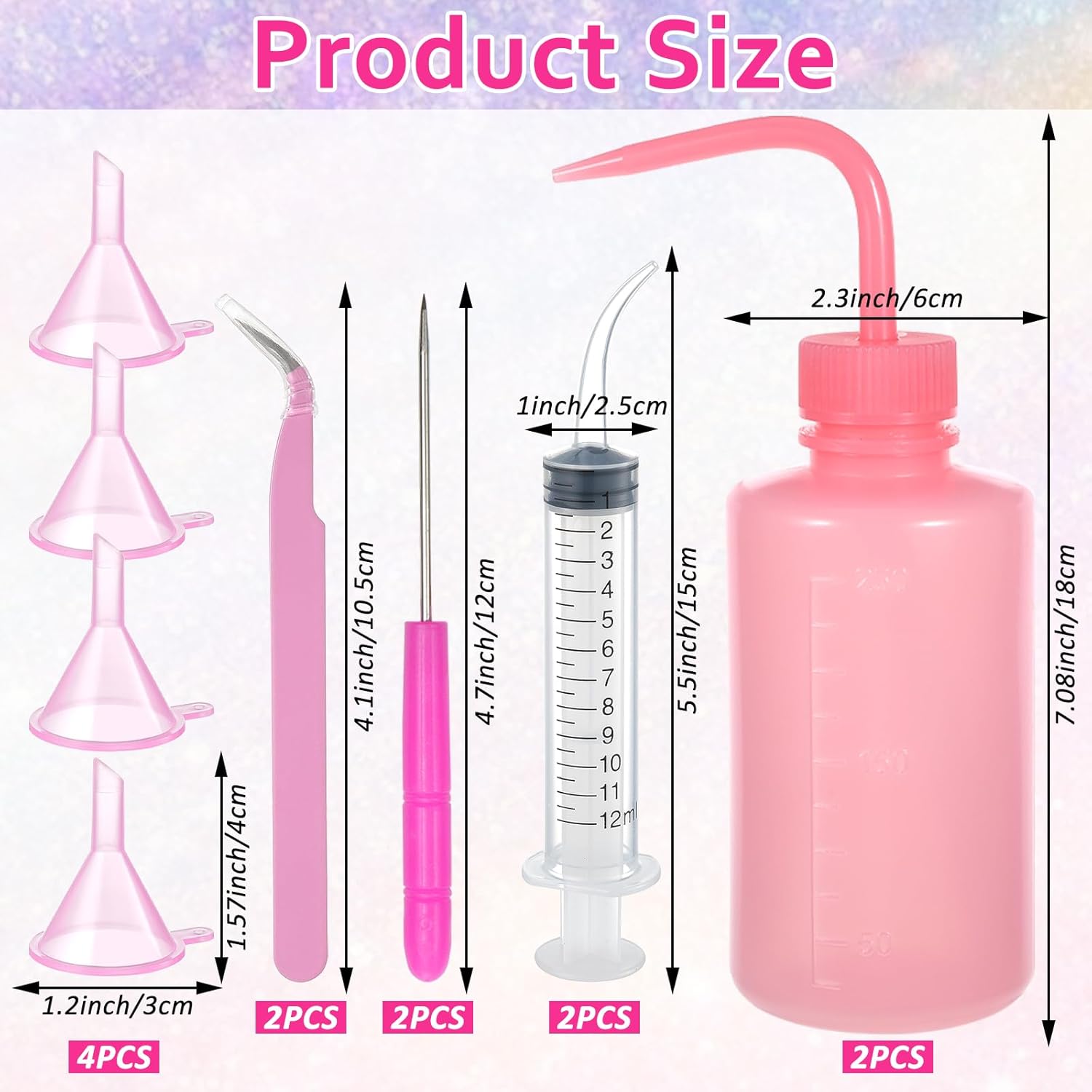 18 Pcs Snow Globe Tumbler Supplies 16oz Pre Drilled Double Wall Clear Cups Kit with Lid and Straw Squeeze Bottle Funnel Tweezer Bent Syringe for DIY Glitter Snow Globe Craft Gift - Image 3