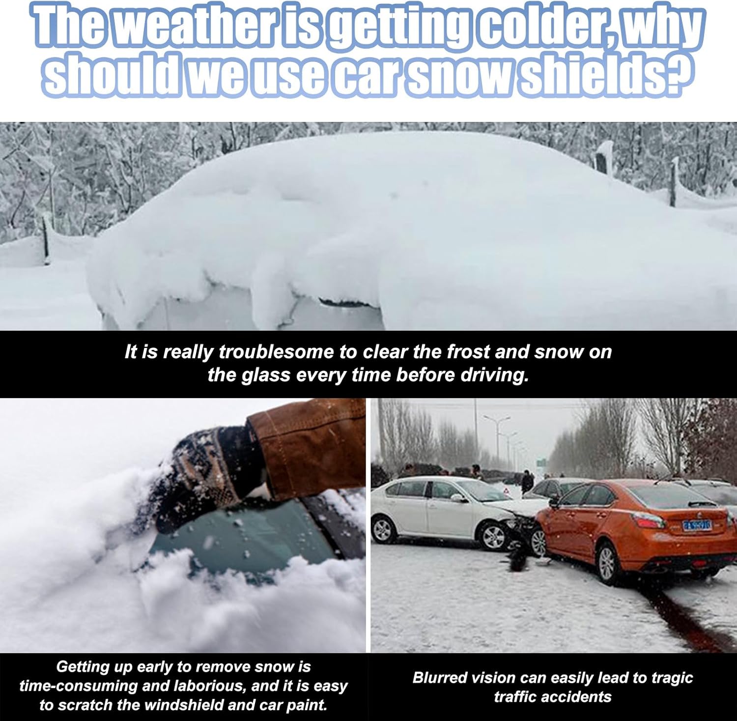 Windshield Snow Cover, Heavy Duty 4 Layers Car Protection Cover for Snow, Ice, Hail, Sun, Frost Defense, Winter Car Accessories for 2020-2025 Seltos, 2006-2025 RAV4, 2006-2025 Explorer