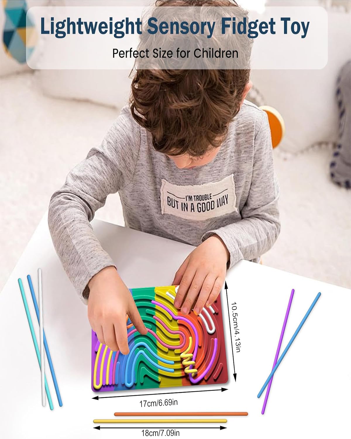 11PCS Sensory Toys, Double-Sided Silicone Fidget Toy for Kids & Adults|Busy Board for Stress Relief,Anxiety,Silent,No Mess,Travel Essentials Toys|Stuffers Gifts for Teen (Rainbow) 1