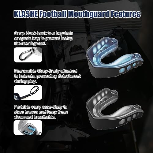 Miniatura 4 de Protector bucal deportivo para niños, 2 unidades con estuche y correa, protector bucal de fútbol, 1.7 x 1.96 pulgadas, para boxeo, baloncesto,