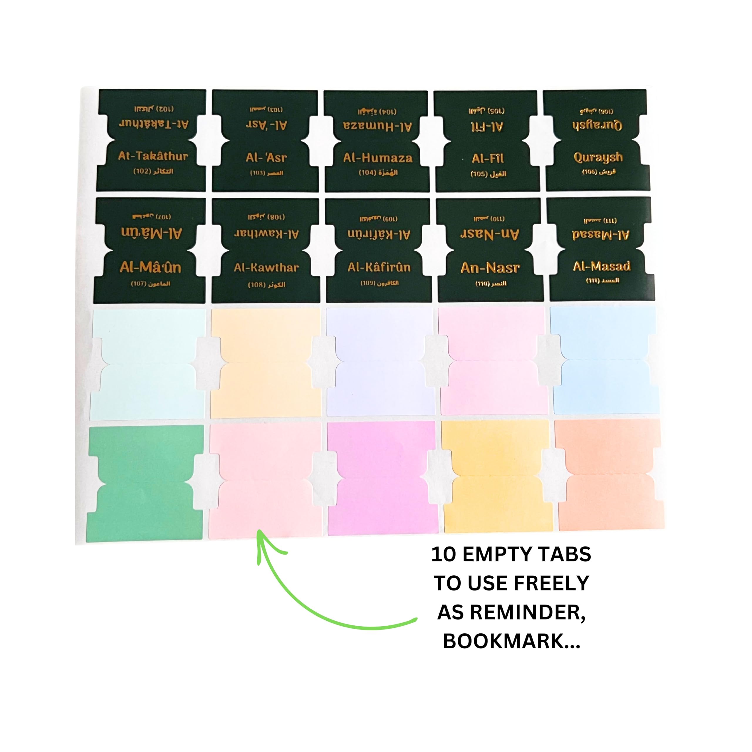 Onglets Coran 120 pièces (114 Sourates 6 Vierges) - Marque - Pages
