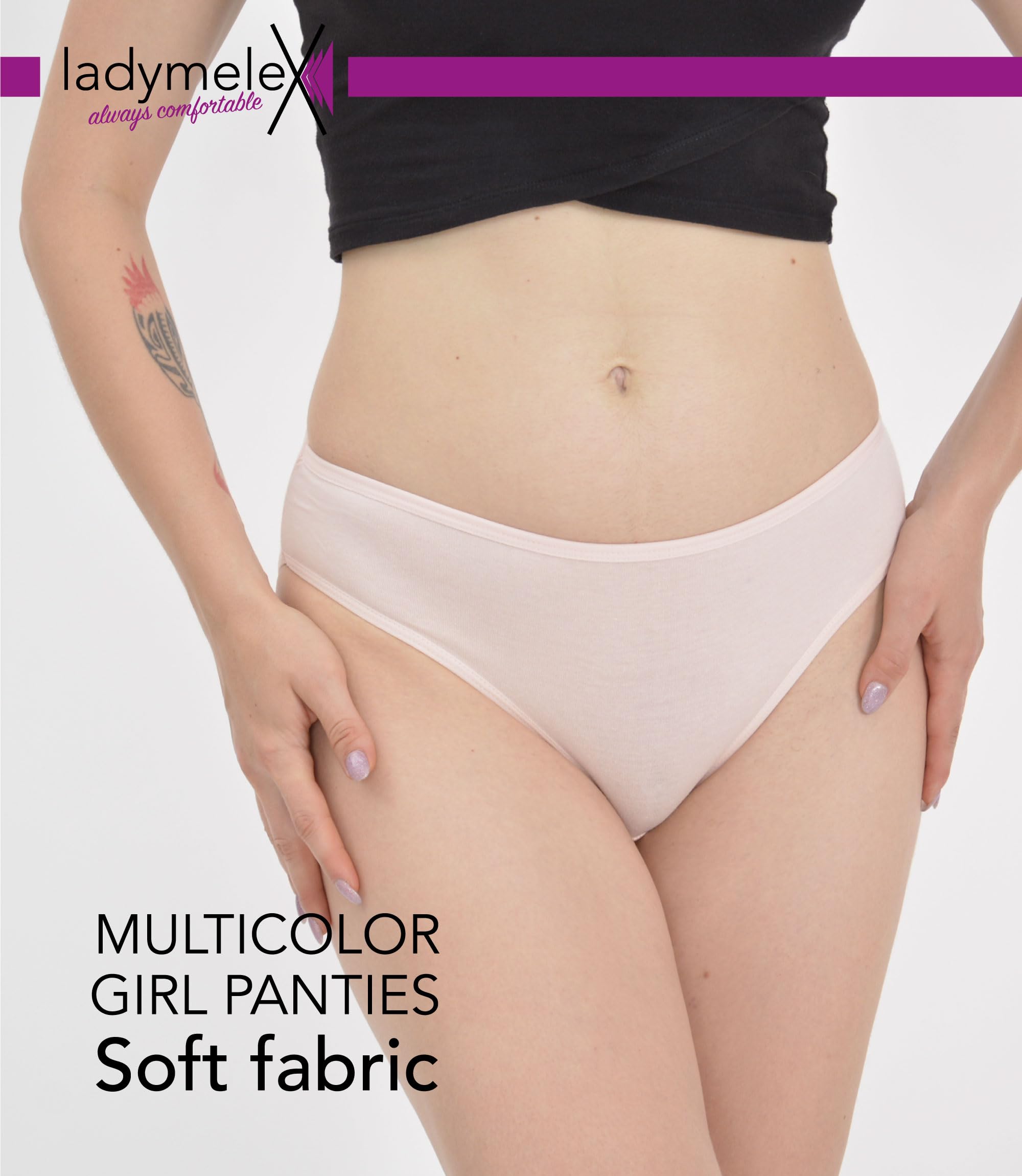 LadyMelex, Confezione da 5 Slip in Cotone da Donna Taglie Forti, a Vita Media e Alta, per Abbigliamento Casual