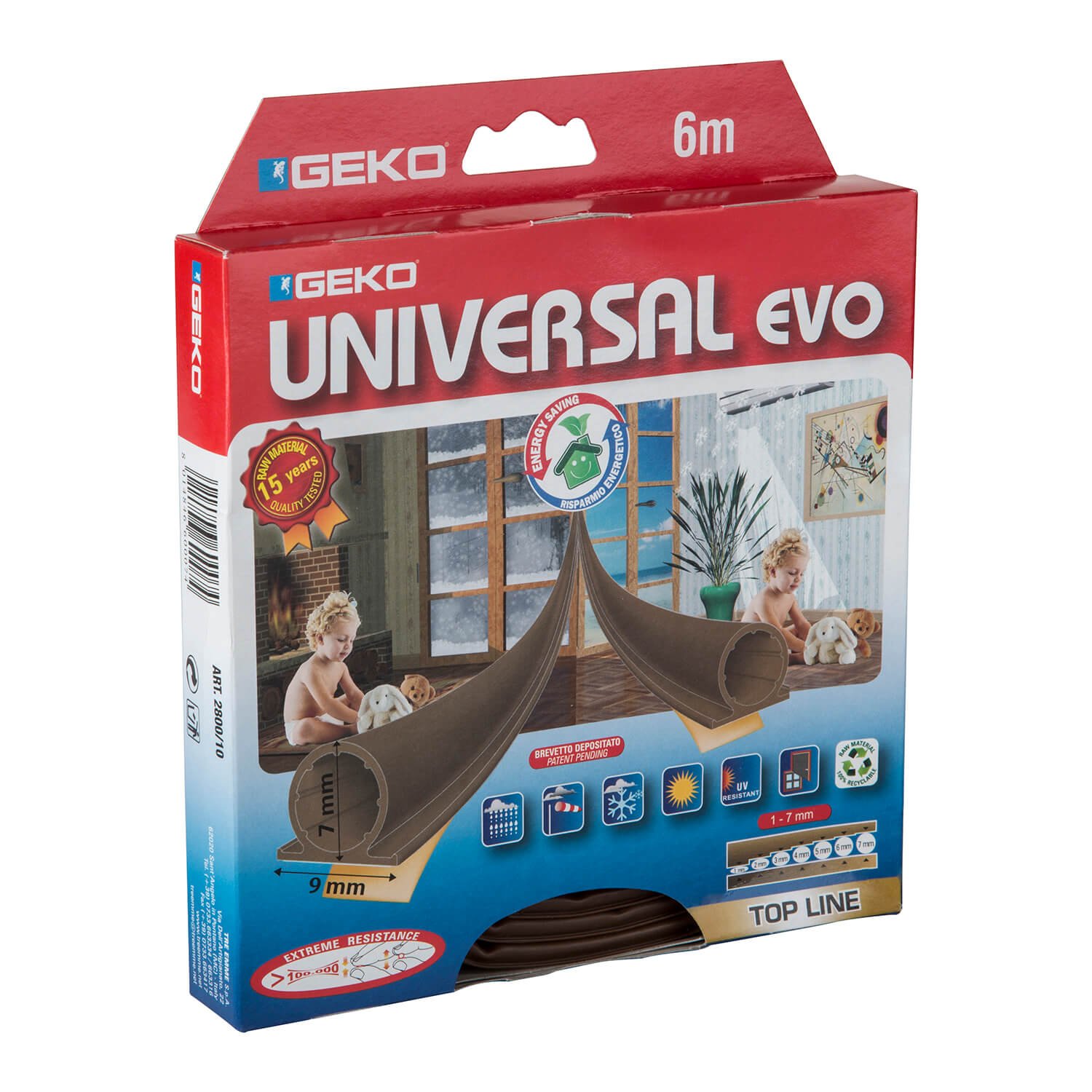 Geko - Burlete adhesivo termoplastico puertas/​ventanas marron
