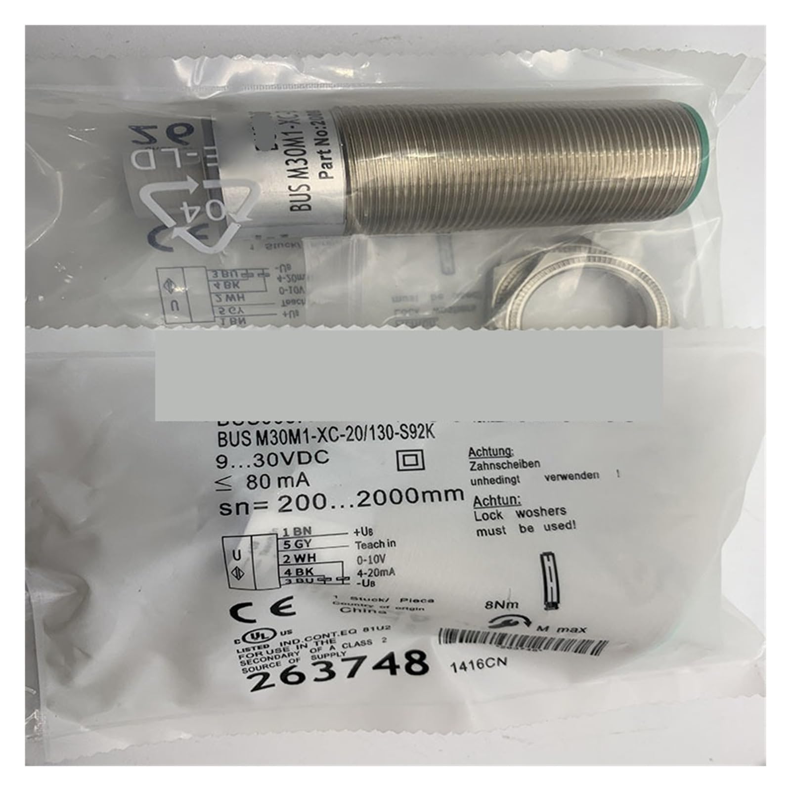 Capteur BUS0044 M30M1-PWC-35/340-S92K ultrasonique de proximité pour automates