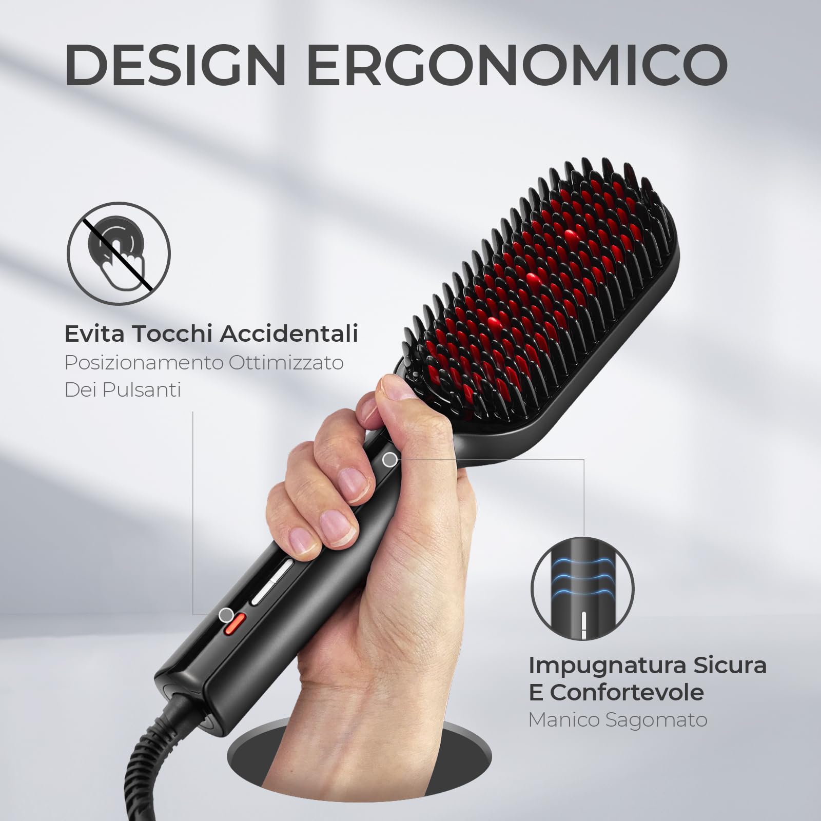 TYMO Spazzola Lisciante Capelli, Ionic Plus Piastra per Capelli Professionale,Styling Rapido,16 Temperature,80-230℃, Display LCD, Doppia Tensione, Riscaldamento Rapido, Antiscottatura, Anticrespo
