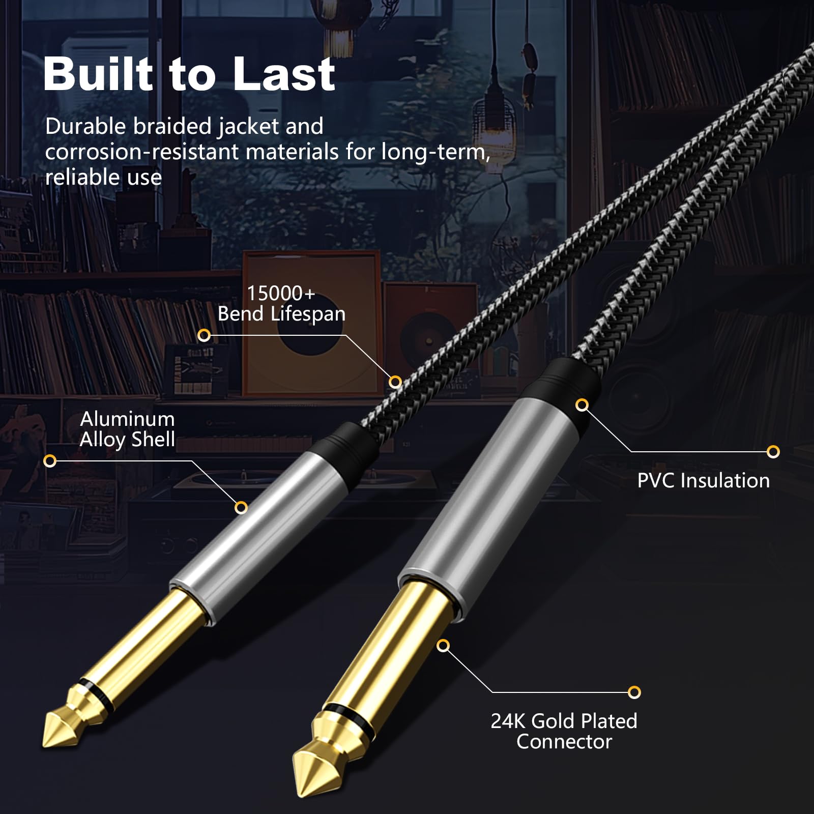 Amazon.com: Jelly Tang 6.35mm Instrument Cable 3Ft,Silver Color