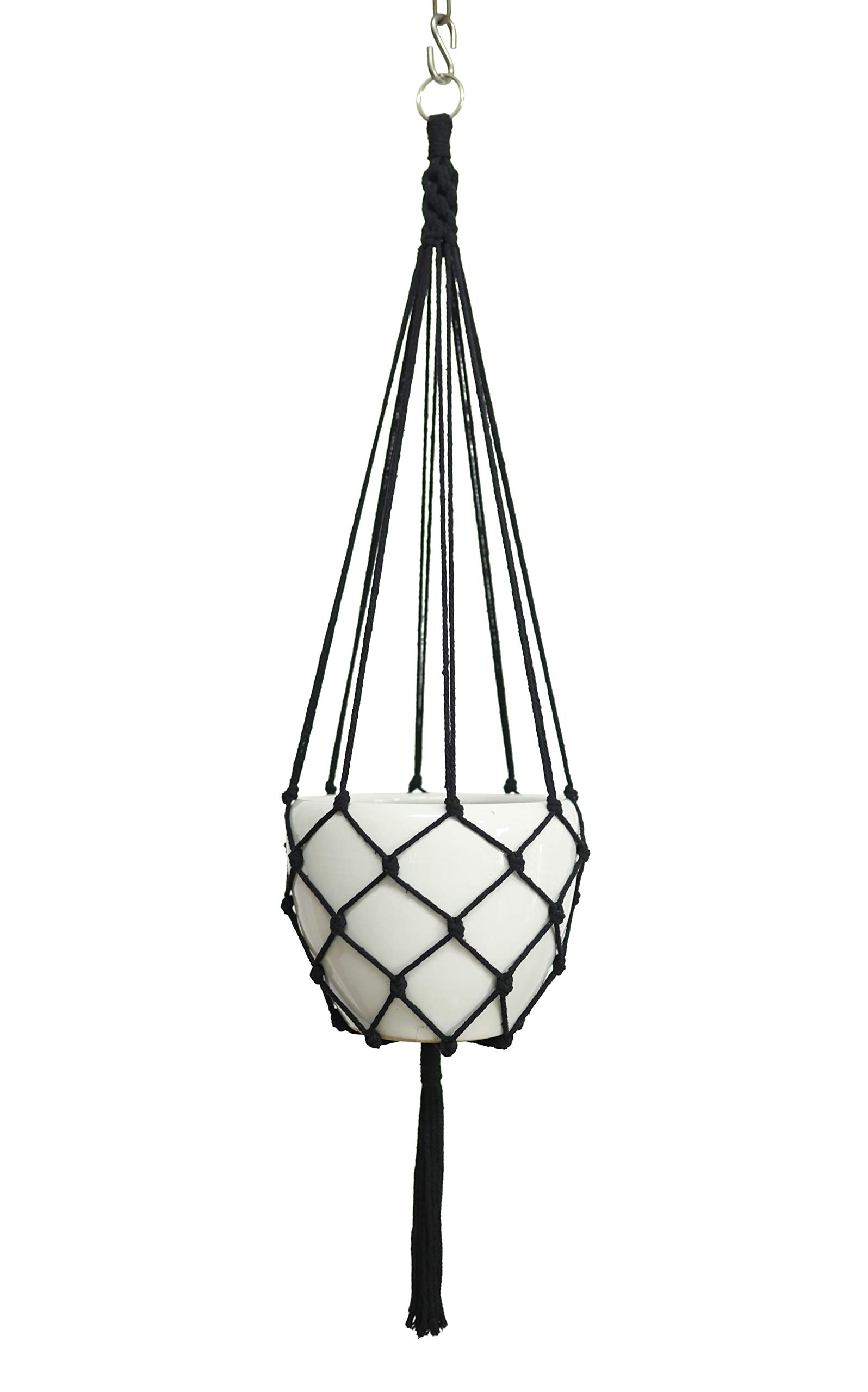 Makramee Pflanzenhänger Aus Baumwollseil – 132 Cm Lang, Für Töpfe Bis 25,4 Cm – Beige