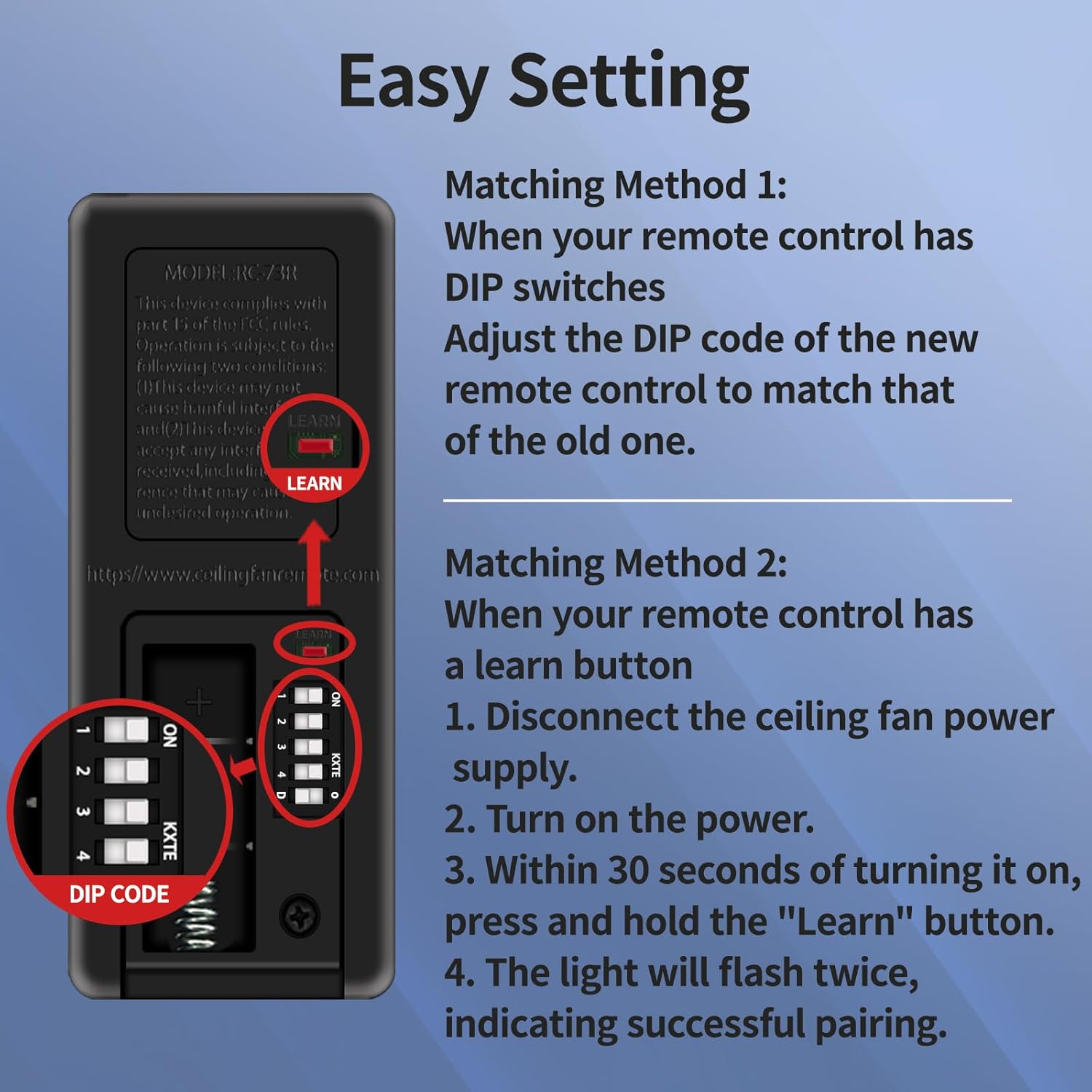 Ceiling Fan Remote Control Replacement, Fan Remote Replace for Hampton Bay, 3-Speed, Light Dimming, Time Delay, Replace for TX028C-S, TX028C-L, TX028C