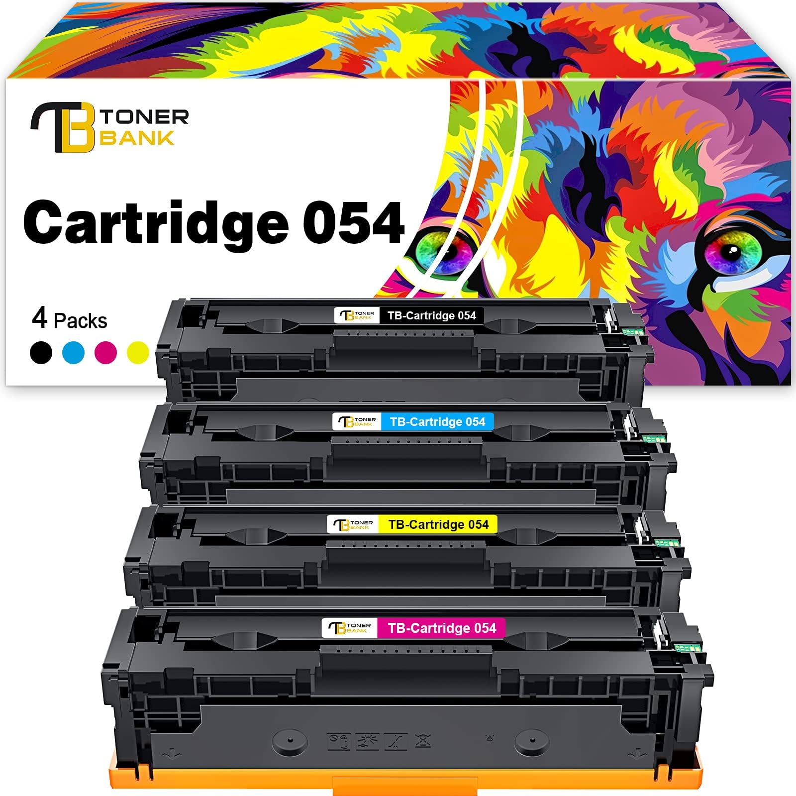 Toner BankCompatible Toner Cartridge Replacement for Canon 054 054H CRG-054 Color ImageCLASS MF644Cdw MF642Cdw LBP622Cdw MF641Cw MF644 Printer Ink (Black Cyan Magenta Yellow, 4-Pack)