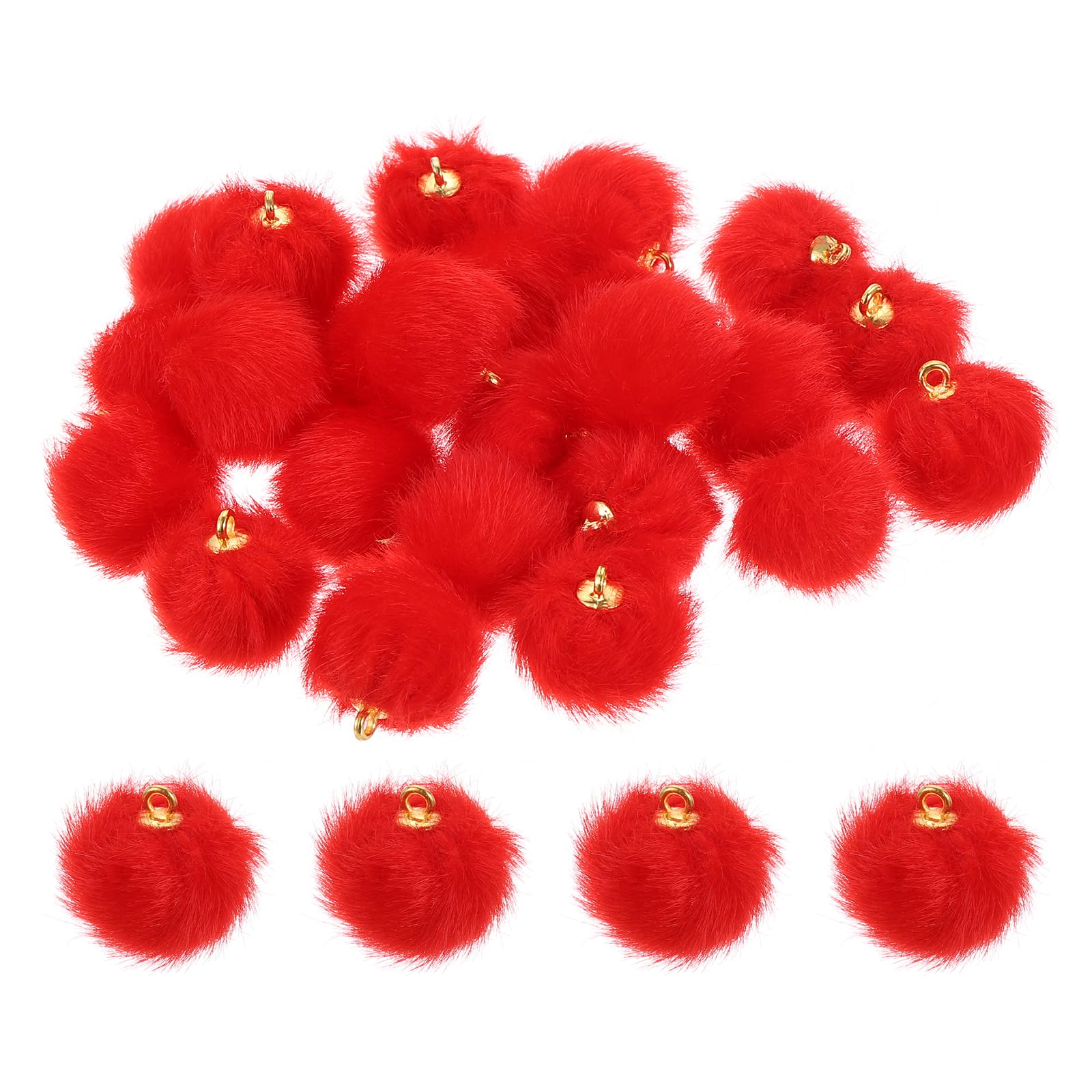 uxcell 24 Pcs Pom Pom Charm, Faux Fur Fluffy Pom Poms Pendants Balls, Pom Poms for DIY Crafts Jewelry Making Keychain Accessory