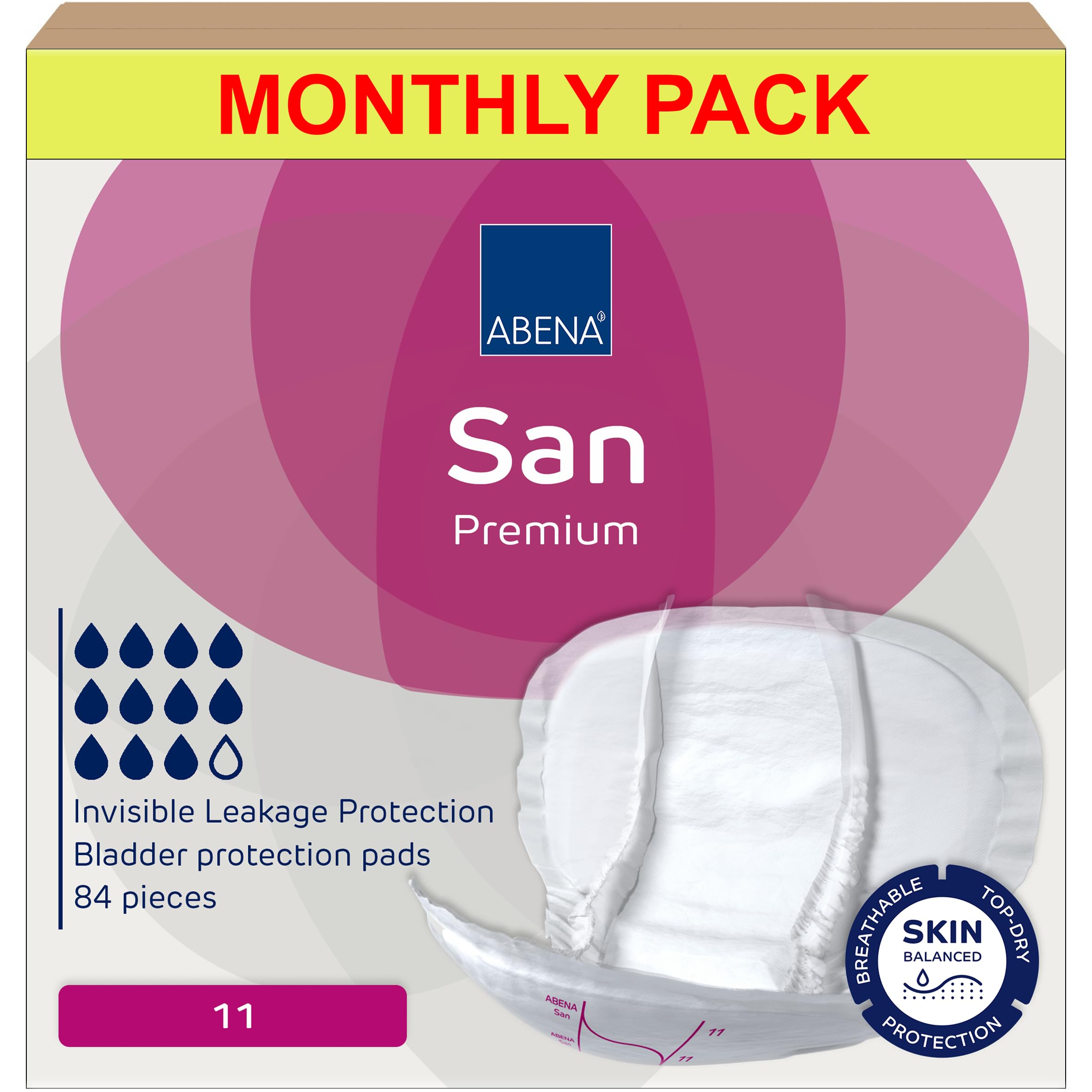 ABENA San Premium Size 11 Incontinence Pad, 3400ml Absorbency, Case of 4 Packs, White