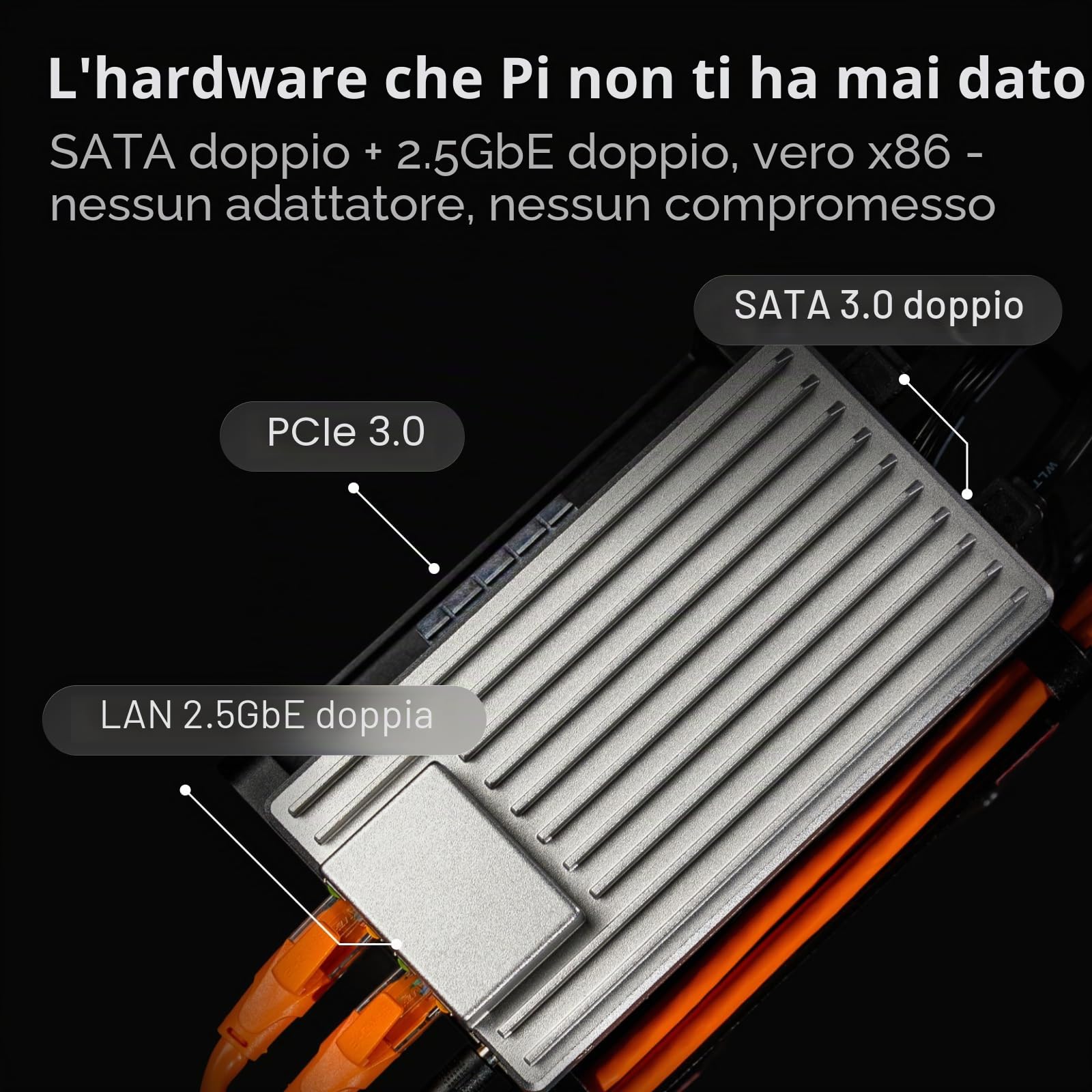 zimaboard 2 832 Kit Starter x86 Single Board Server Mini NAS Fai-da-te Personal Cloud con Intel N150 4 Core, 8GB LPDDR5 RAM, PCIe 3.0, Doppia LAN 2.5G, Barebone Network Attached Storage