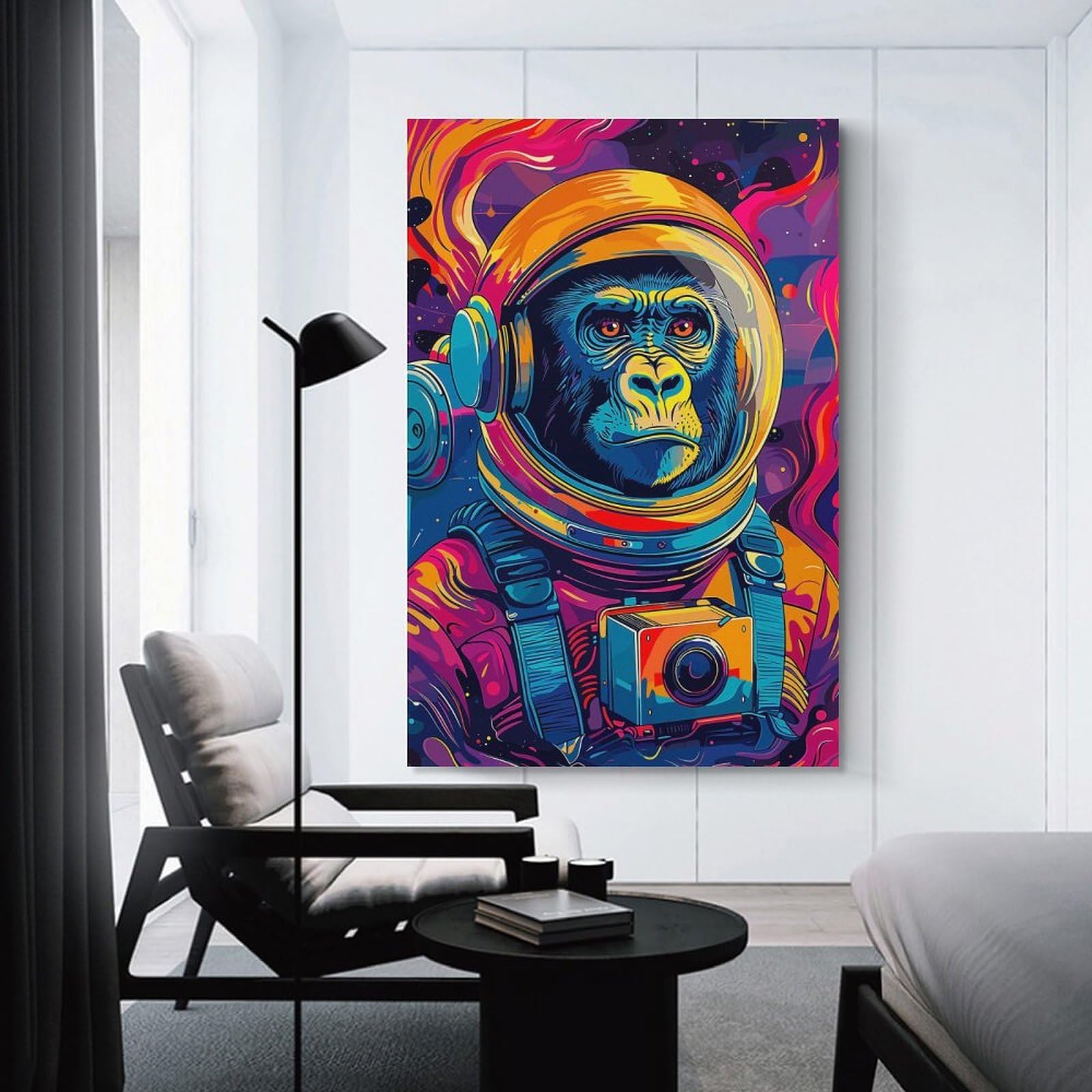 Junmoney Room Decor Wall Art Astronaut Gorilla Space, 20x30inch(50x75cm), for Feature Walls in Flats Or Modern Rooms, An Easy Match for Collected Prints