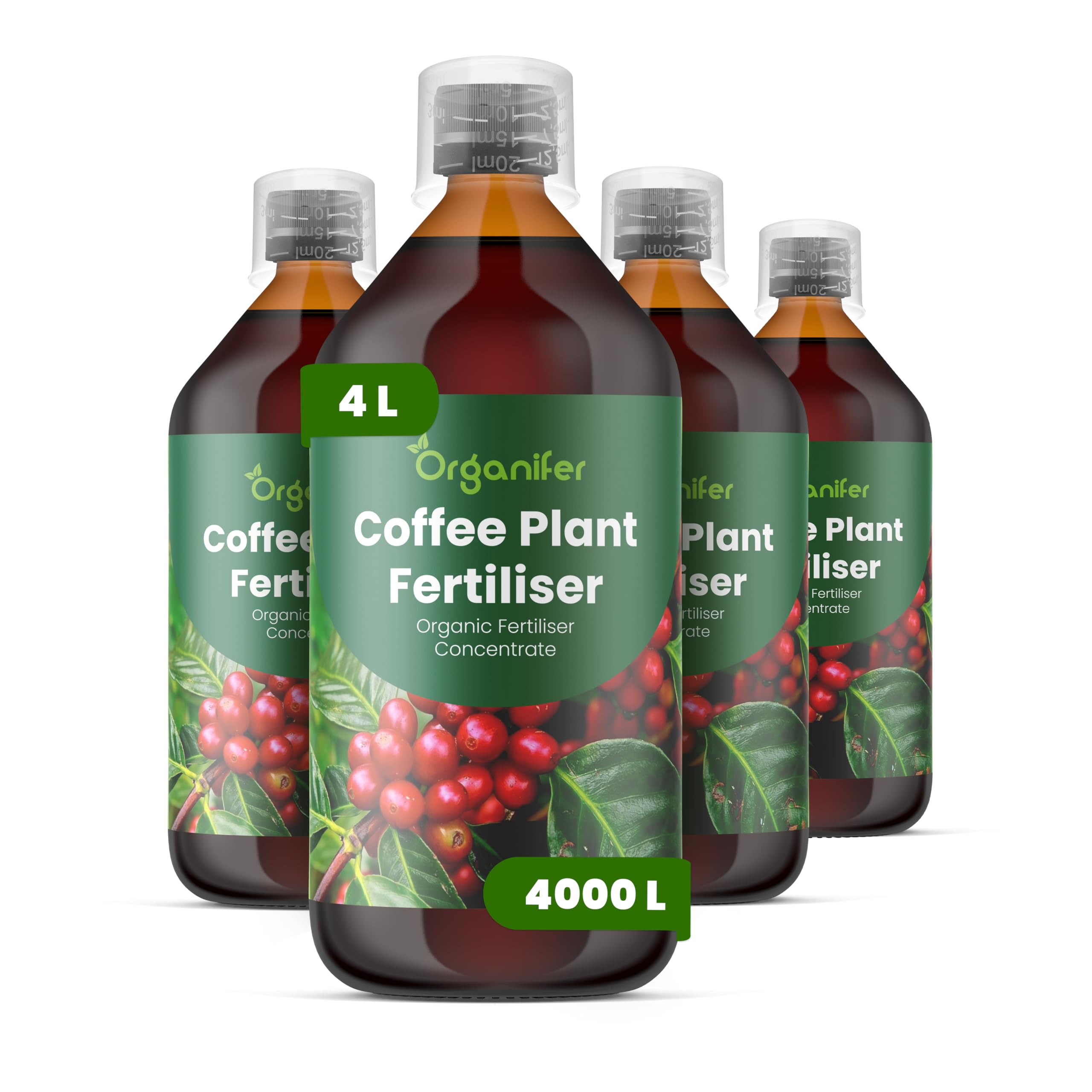 Engrais liquide organique 4x1L pour caféier – stimule racines et floraison – Organifer