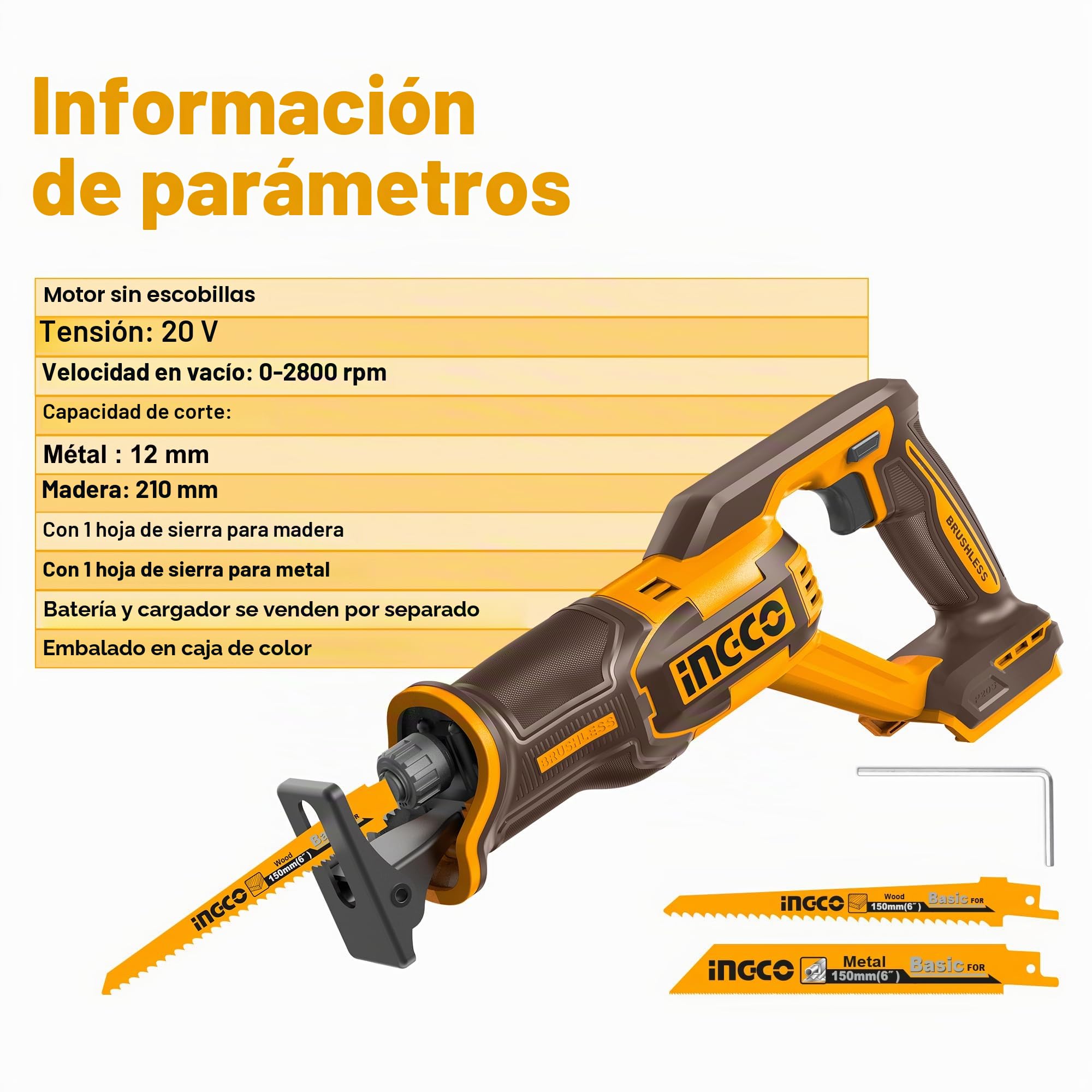 INGCO Sierra Sable Inalámbrica 20V (producto único) CRSLI2108