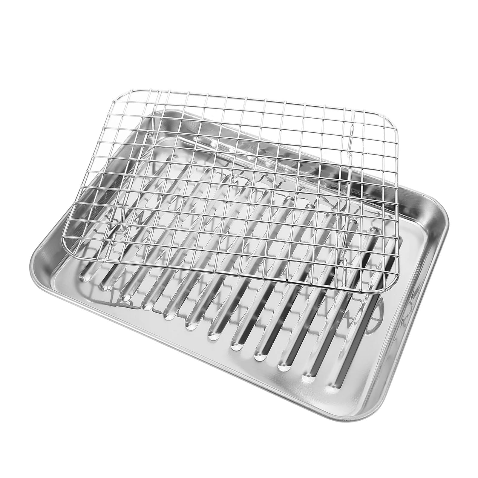 Backblech Obst-Set, Backgeschirr, Grillplatte, Bratpfanne aus Edelstahl, Bratblech mit Rost(Multi)