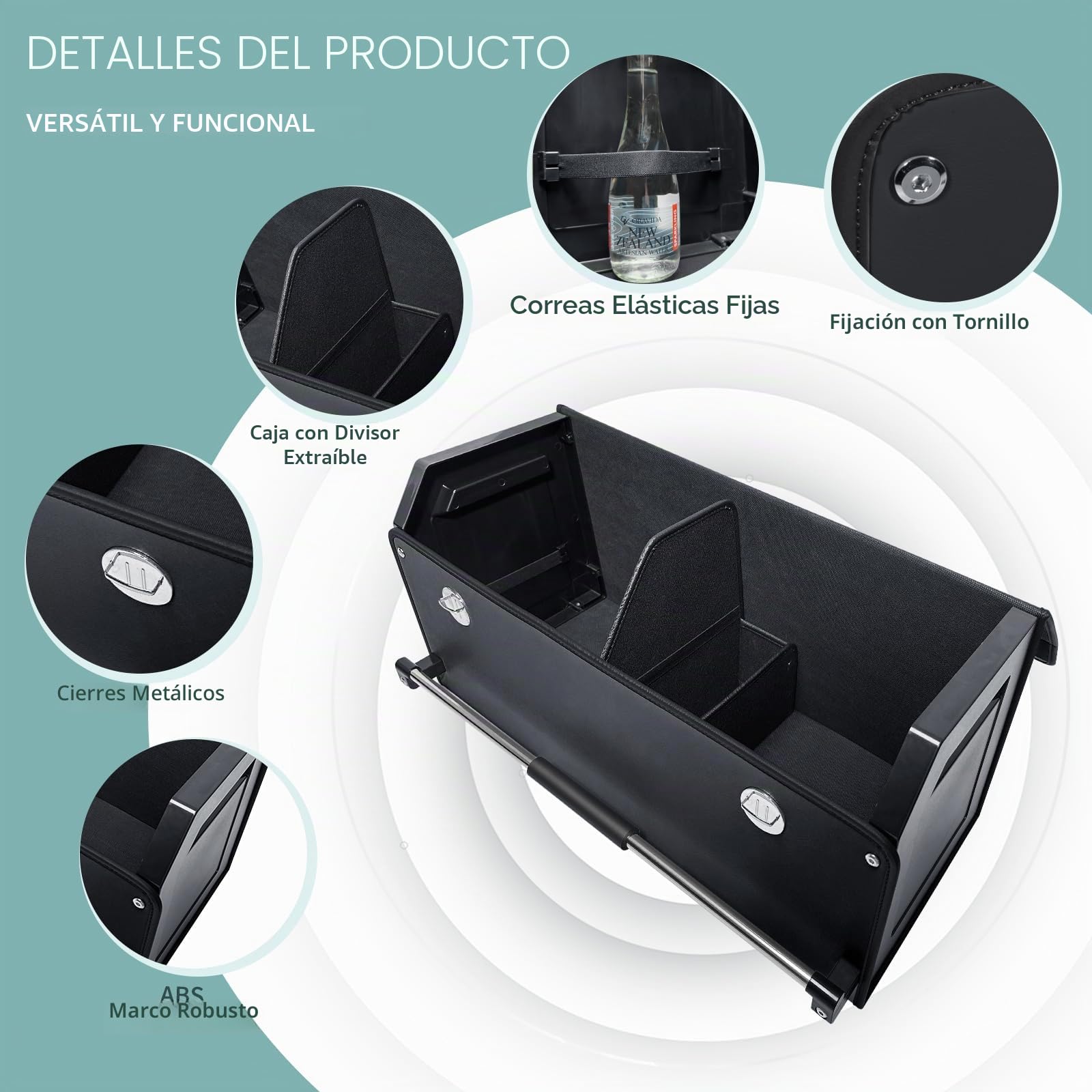Organizador de Maletero de Gran Capacidad 60L para Coches y SUVs - Caja de Almacenamiento con Tapa, Asa Robusta y Base Antideslizante - Compartimento Extraíble(Negro, 69x29x31cm)