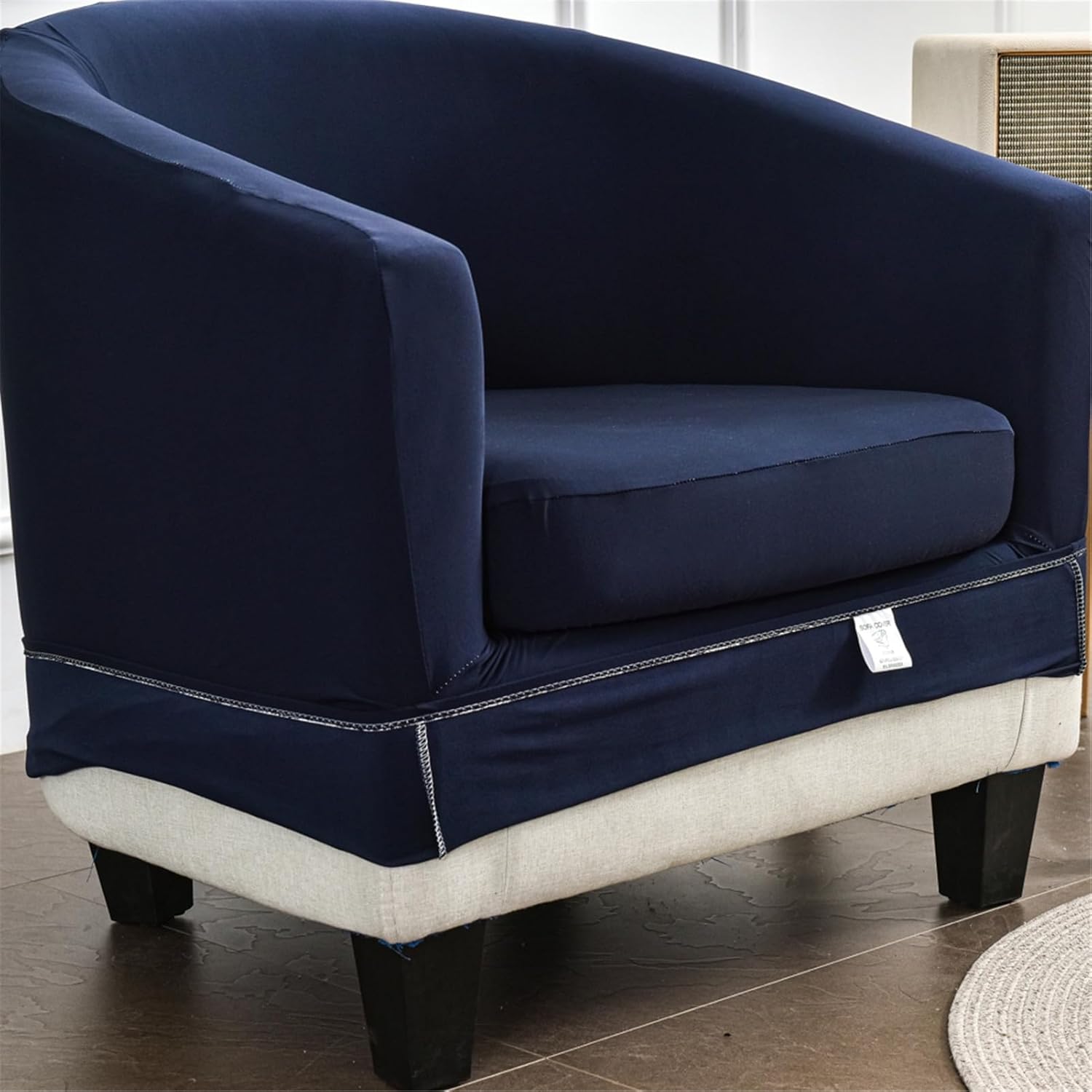 Stretch Tub Chair Slipcover for Armchairs 2 Pieces, Club Chair Covers Spandex Removable Sofa Covers Couch Protector for Living Room (Navy)